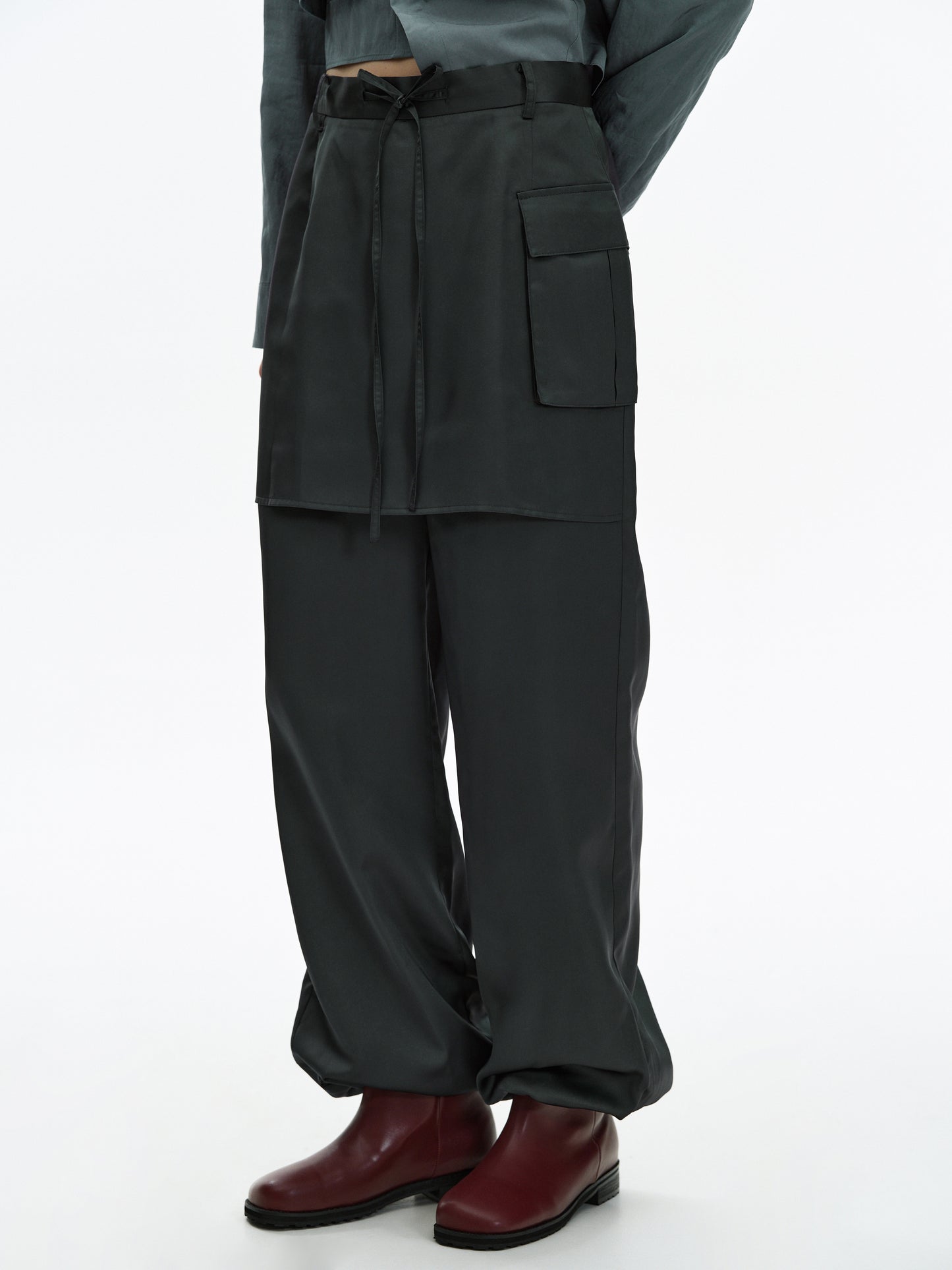 Layered Satin Pants, Ink