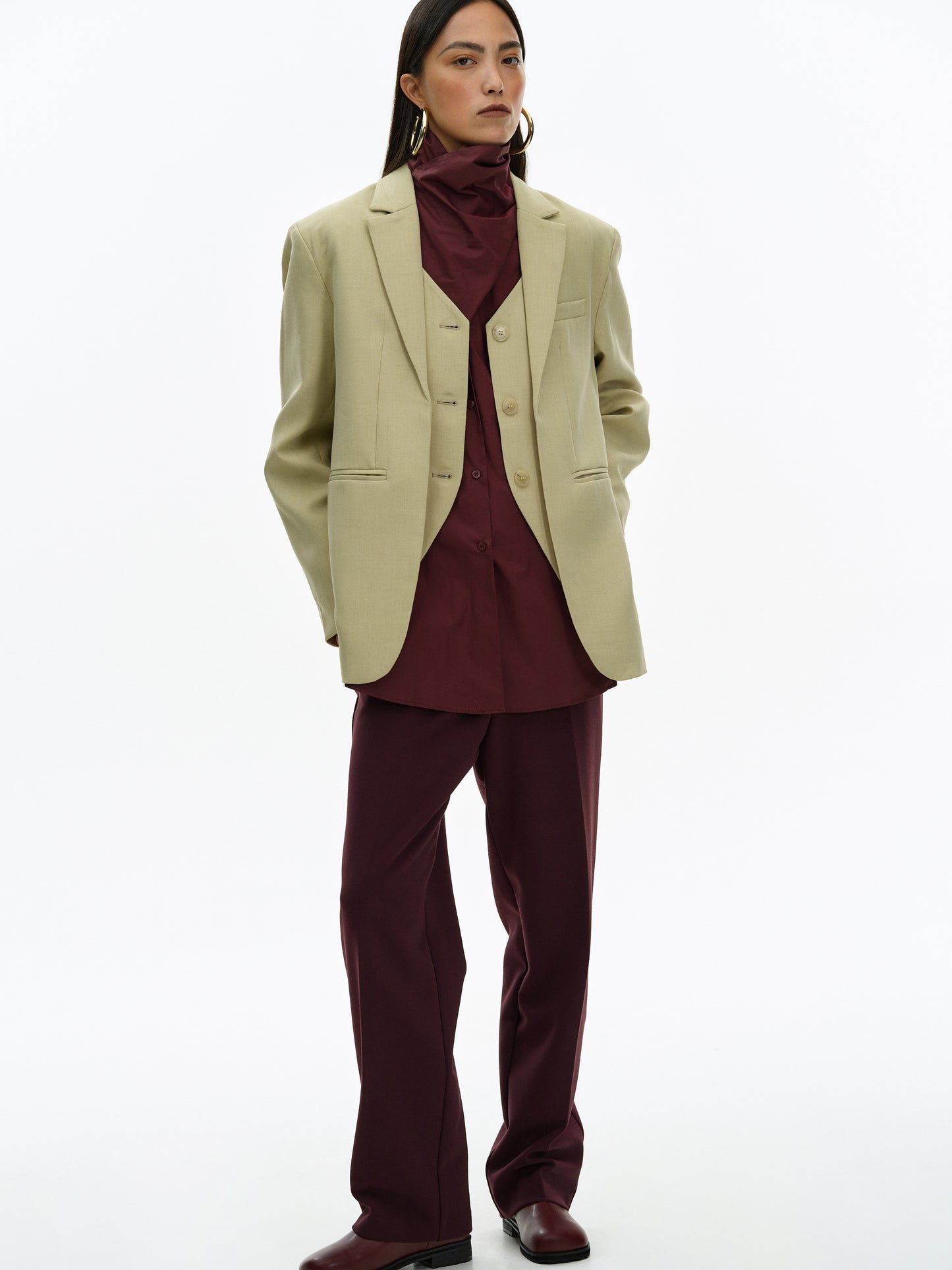 Boxy Layered Blazer, Oyster