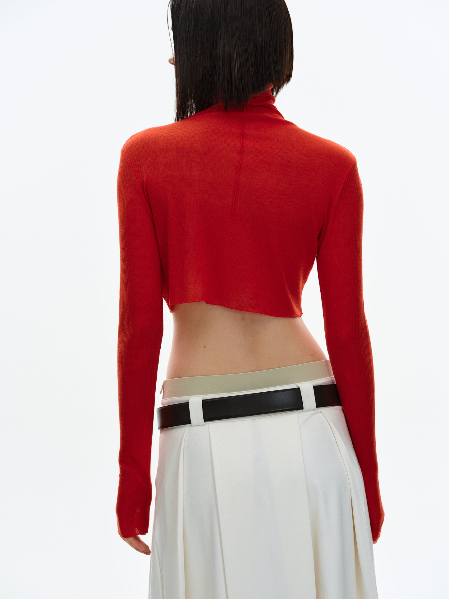 Second Skin Crop Turtleneck, Red