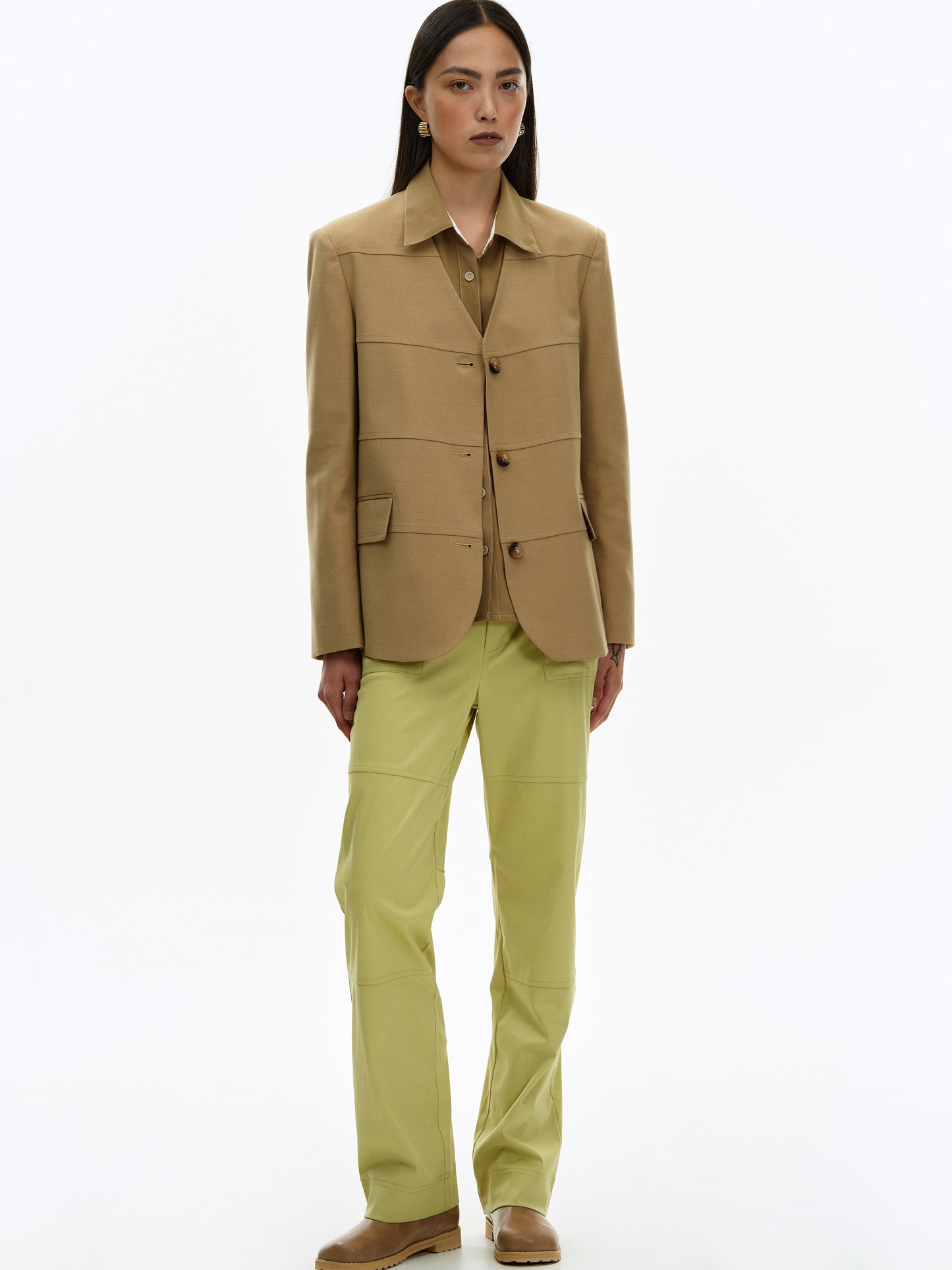 Collarless Blazer, Latte