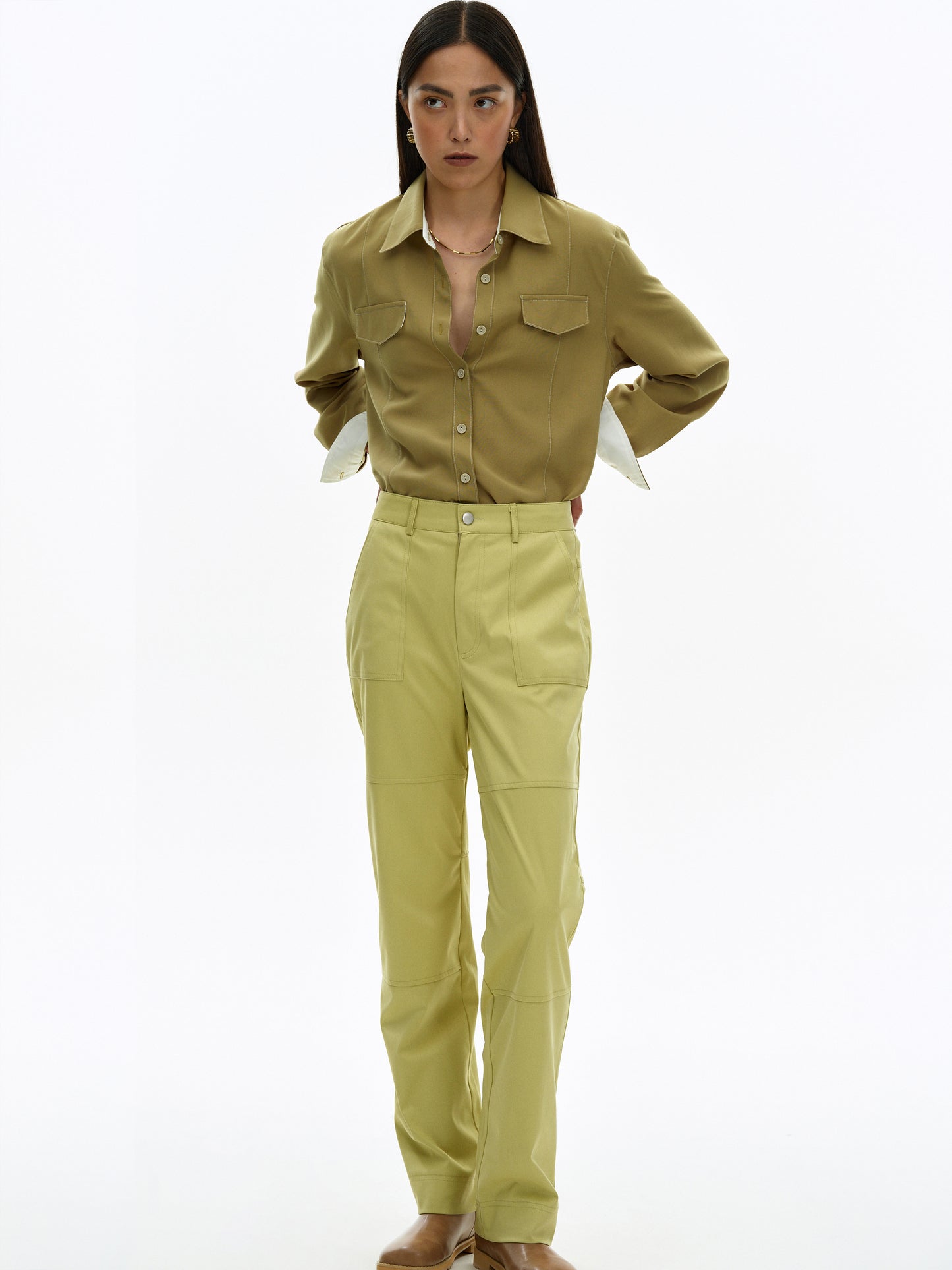 Vegan Suede Trousers, Lime