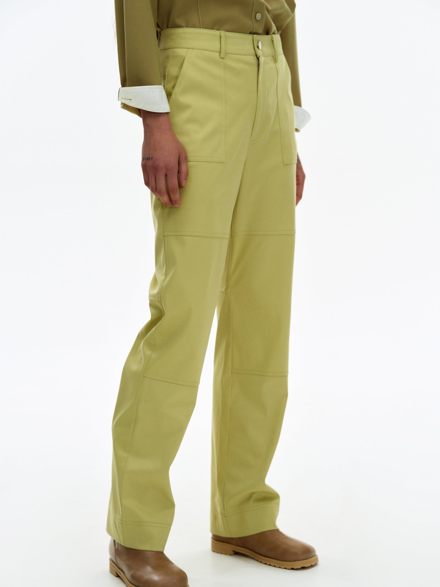 Vegan Suede Trousers, Lime