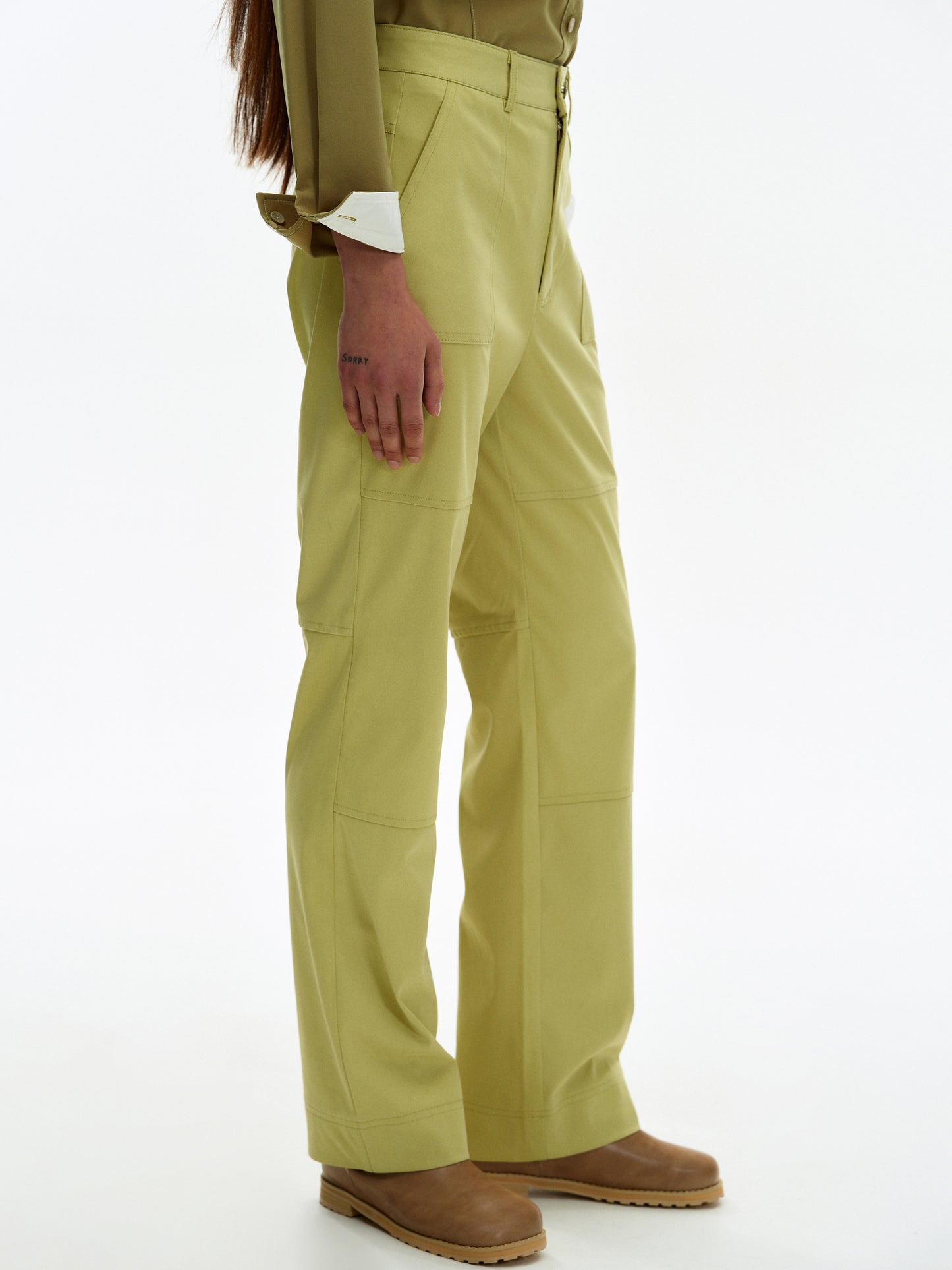 Vegan Suede Trousers, Lime