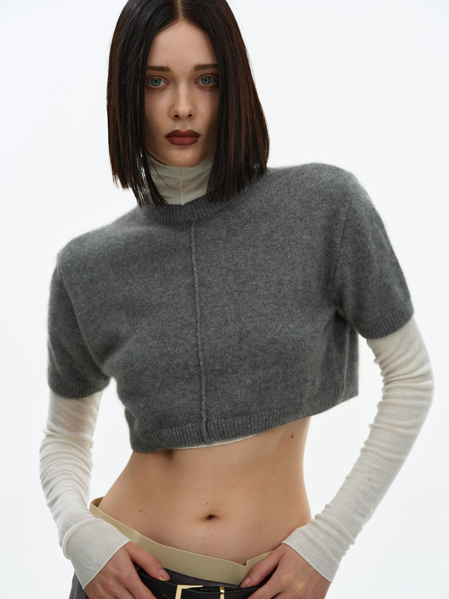 Cropped Knit, Grey