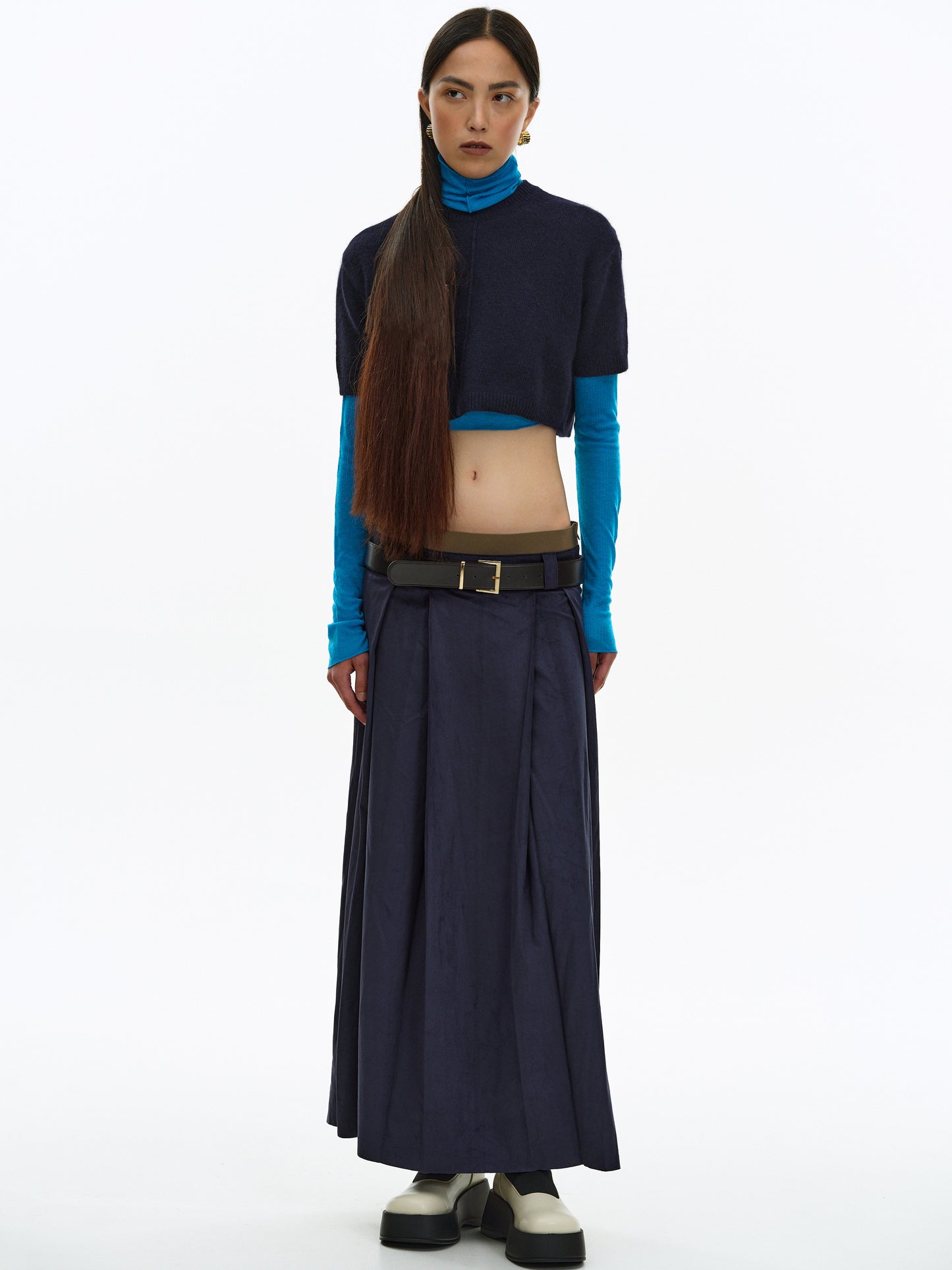 Cropped Knit, Navy