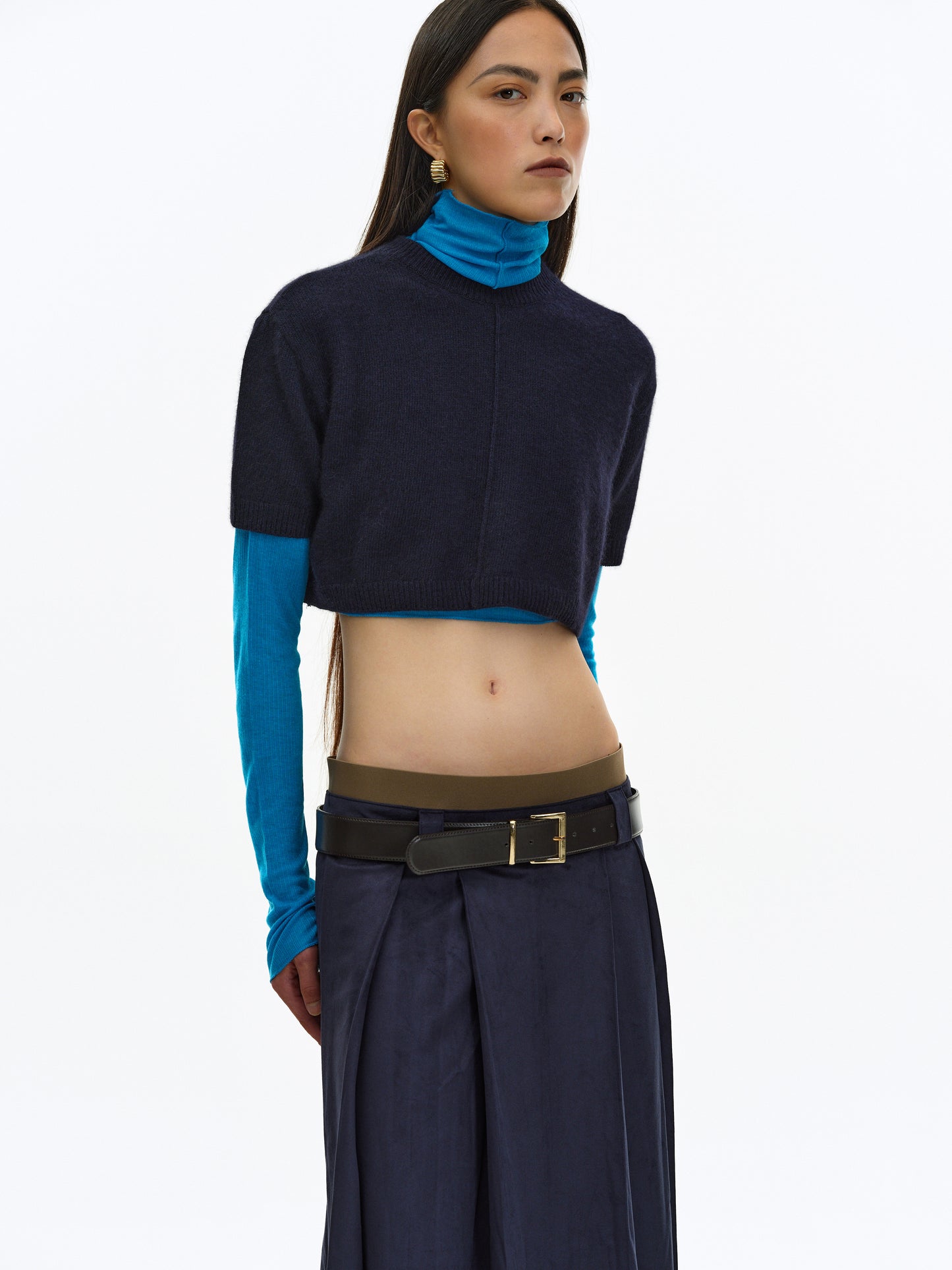 Cropped Knit, Navy
