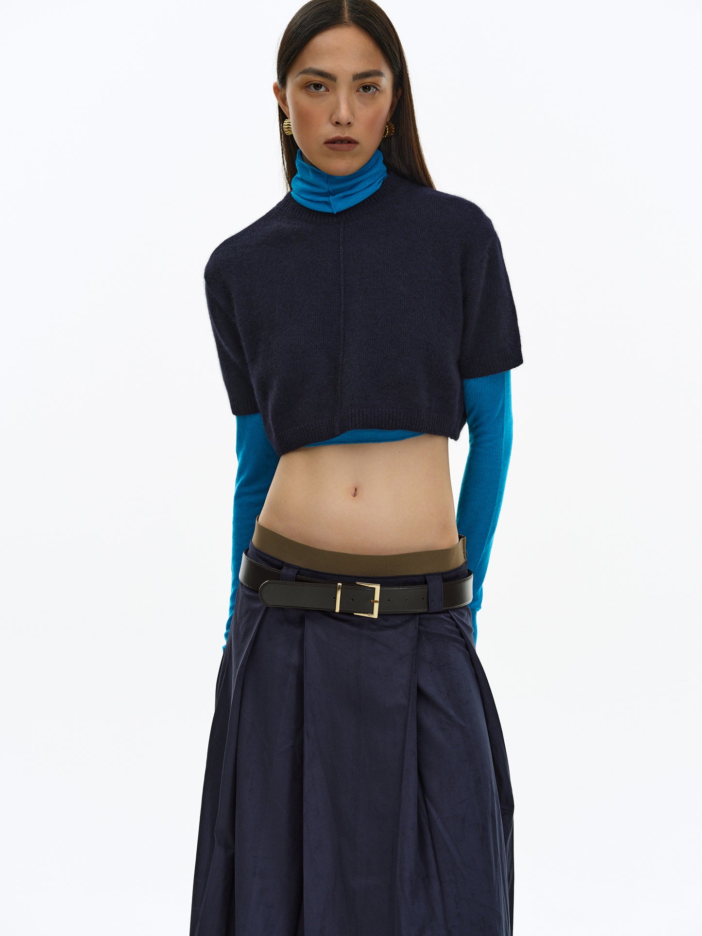 Cropped Knit, Navy