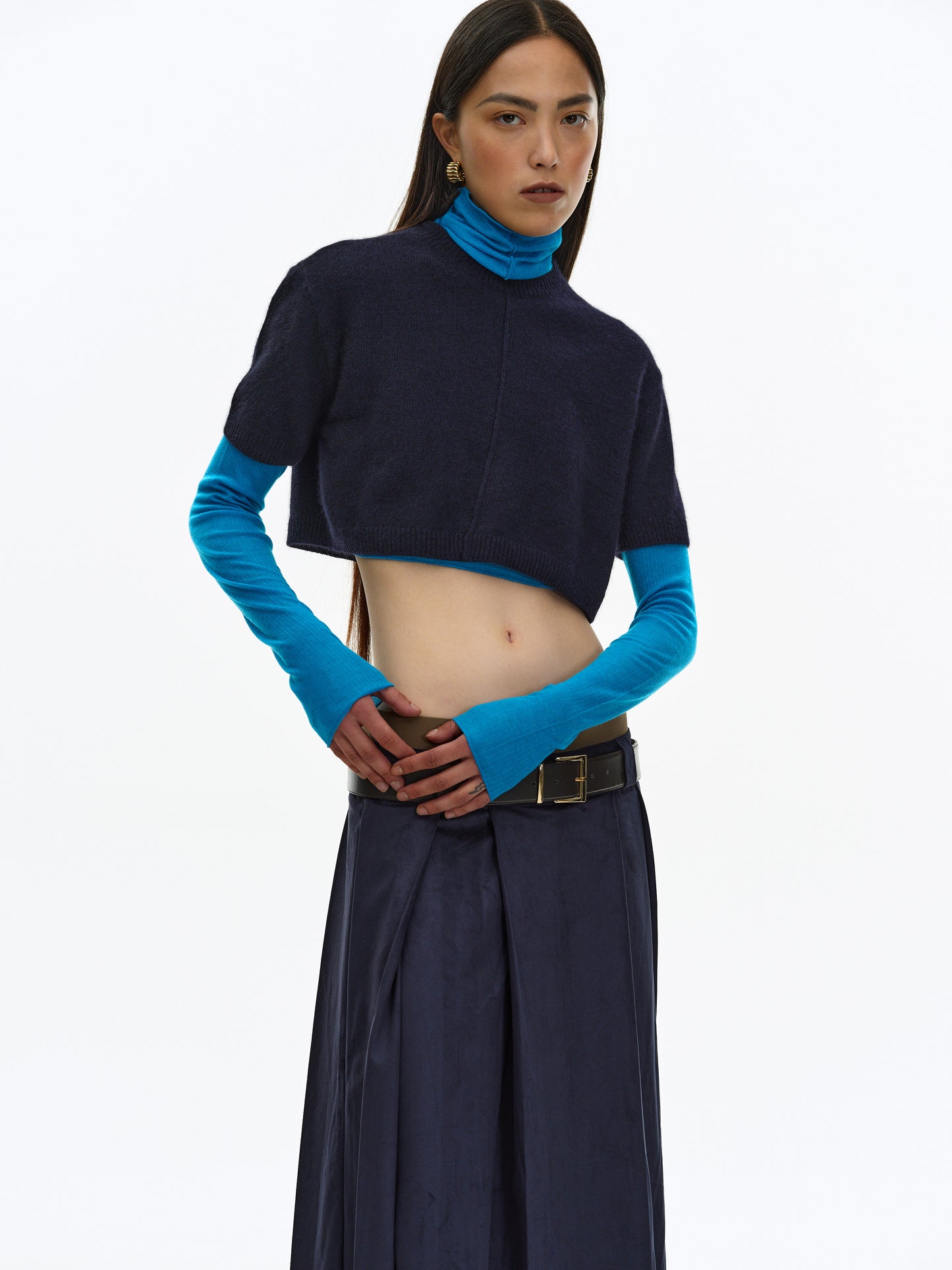 Cropped Knit, Navy