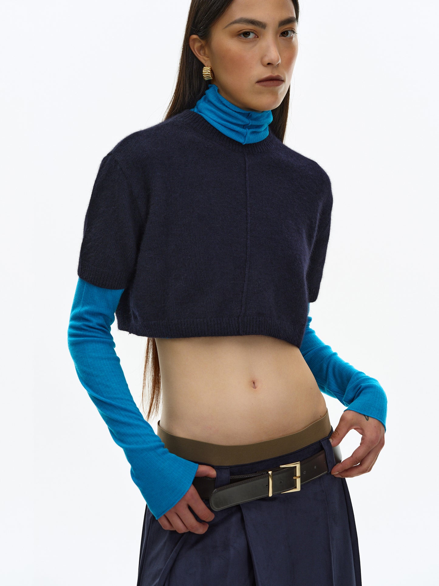 Cropped Knit, Navy