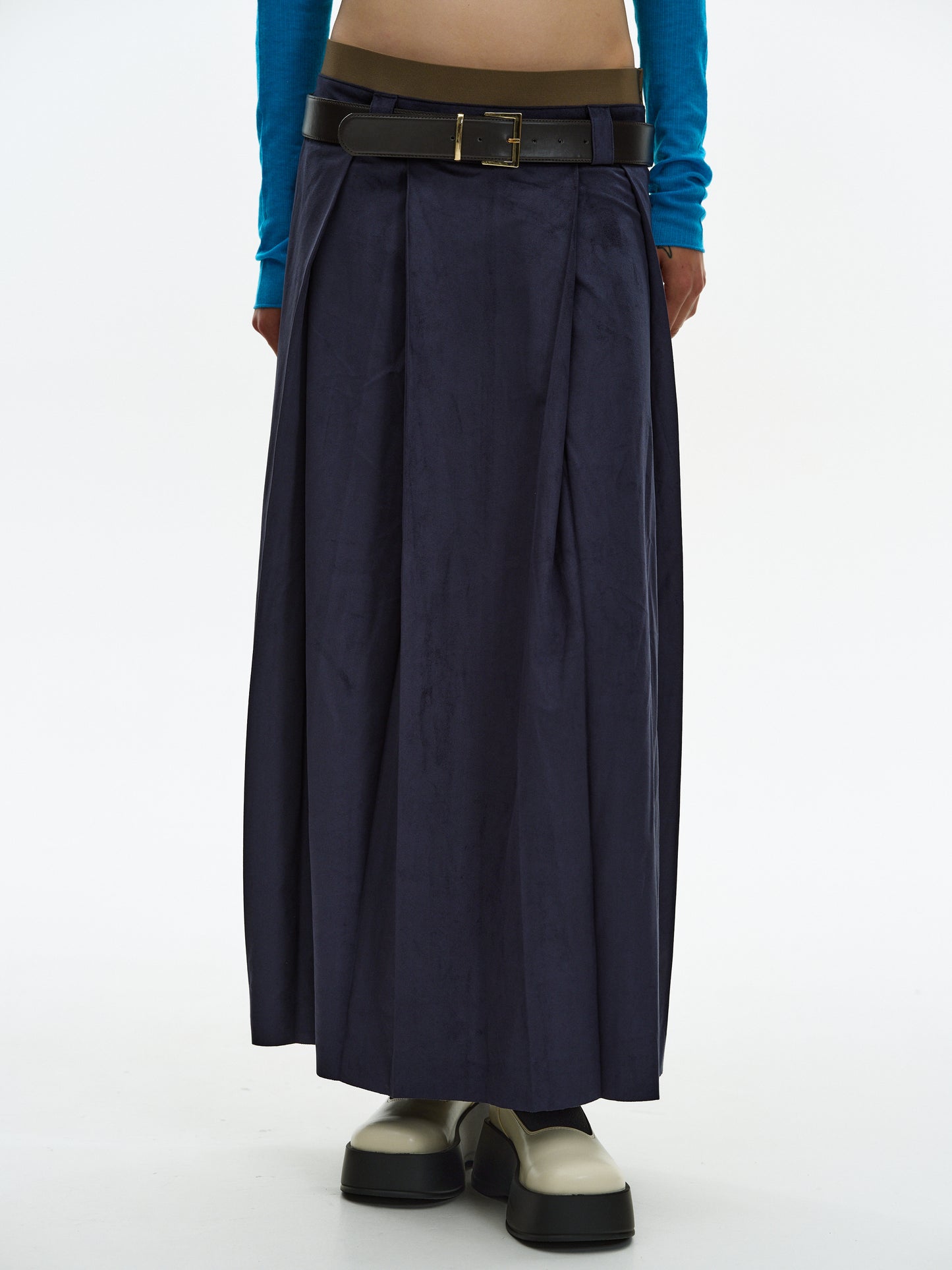 Faux-Suede Layer Skirt, Navy