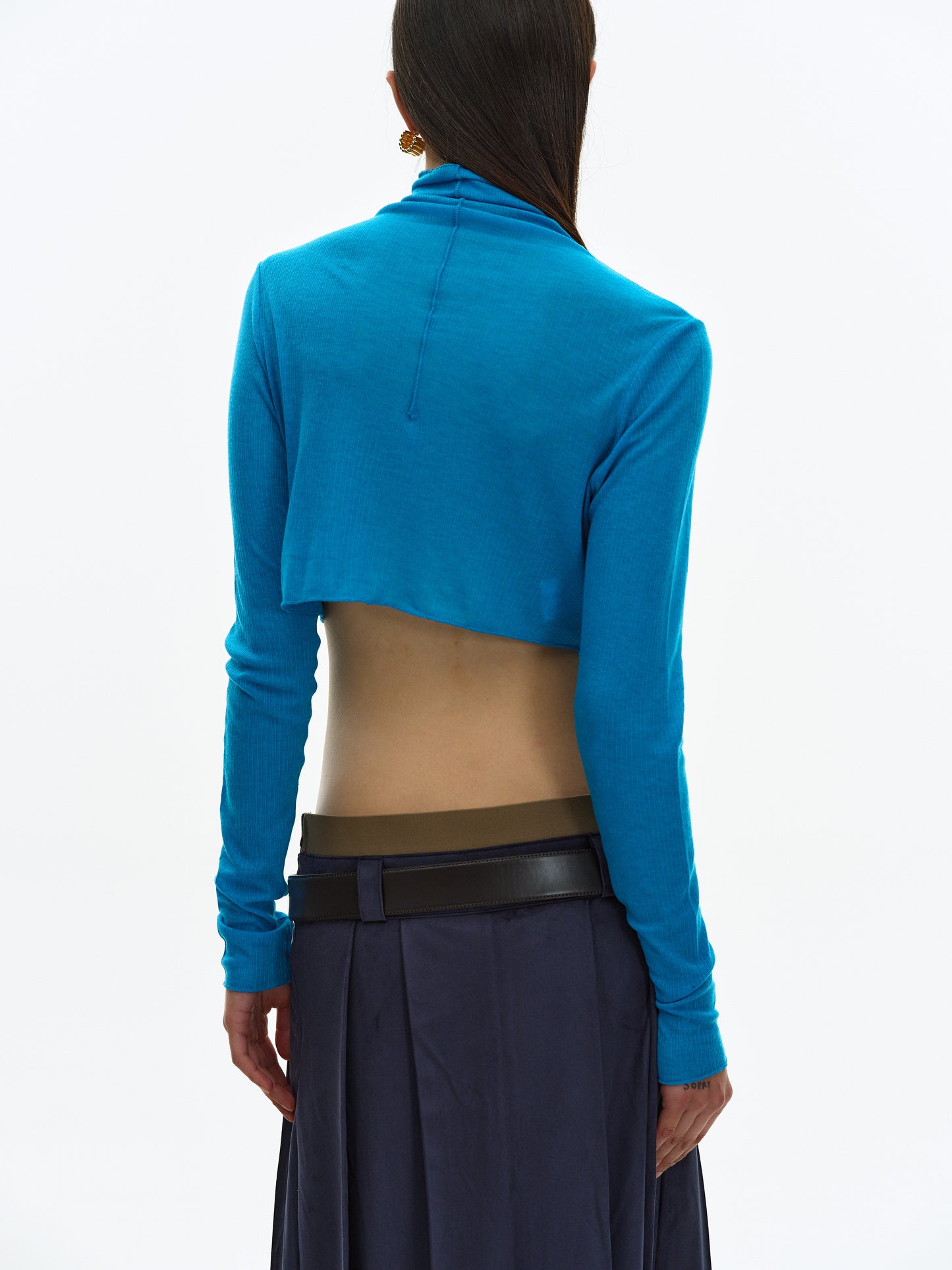 Second Skin Crop Turtleneck, Cobalt