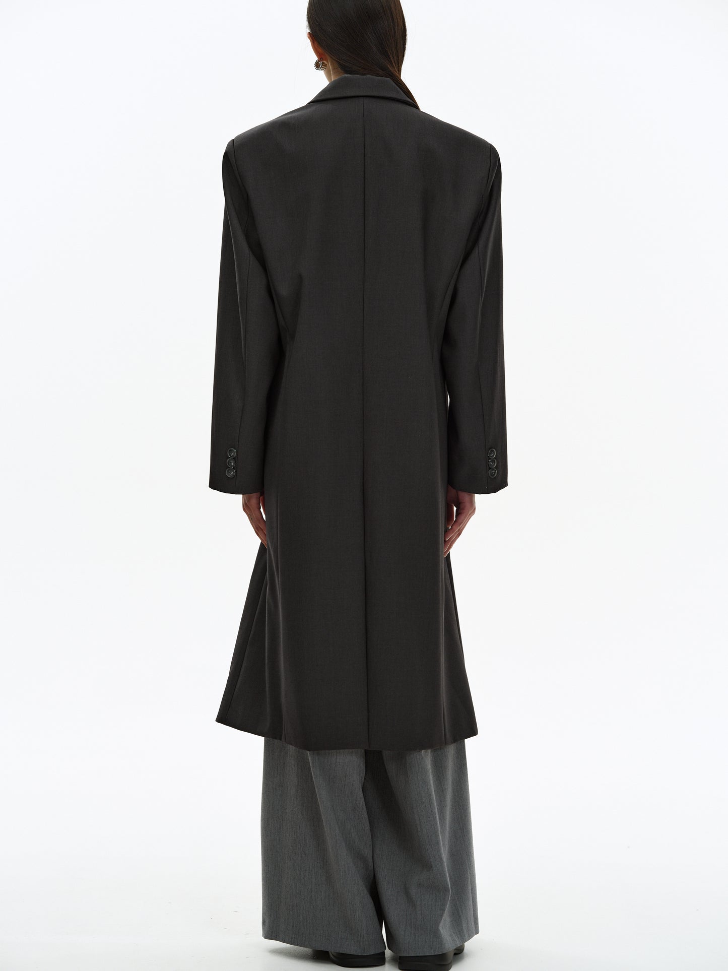Long Blazer Coat, Dark Grey