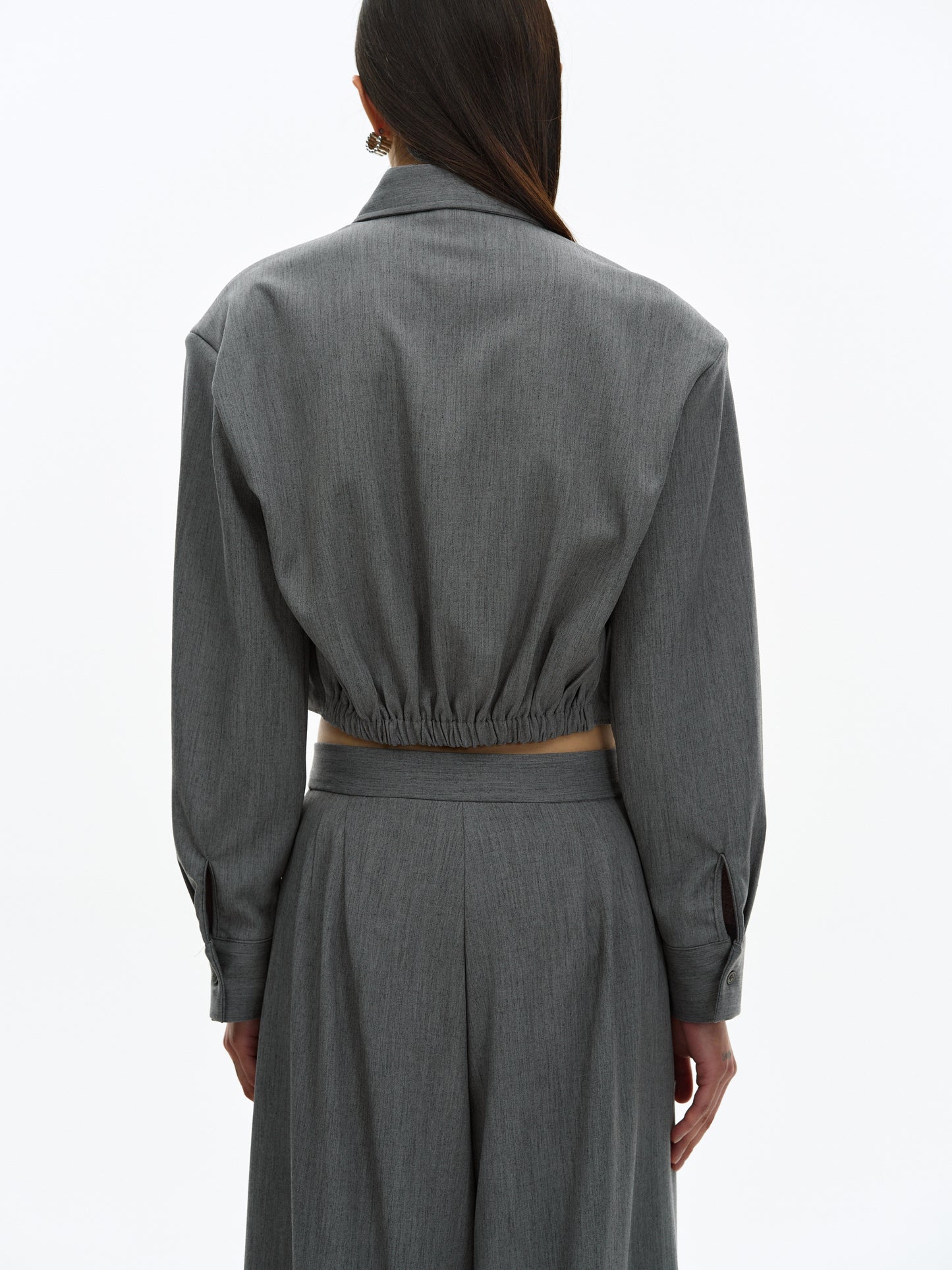 Pad Shoulder Suit Shirt, Charcoal