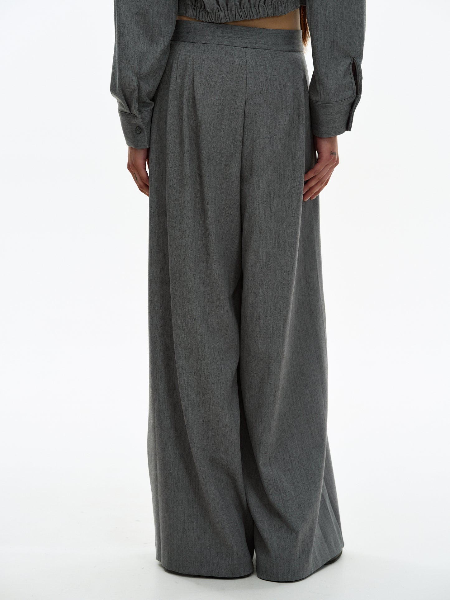 Wide-Leg Suit Trousers, Charcoal