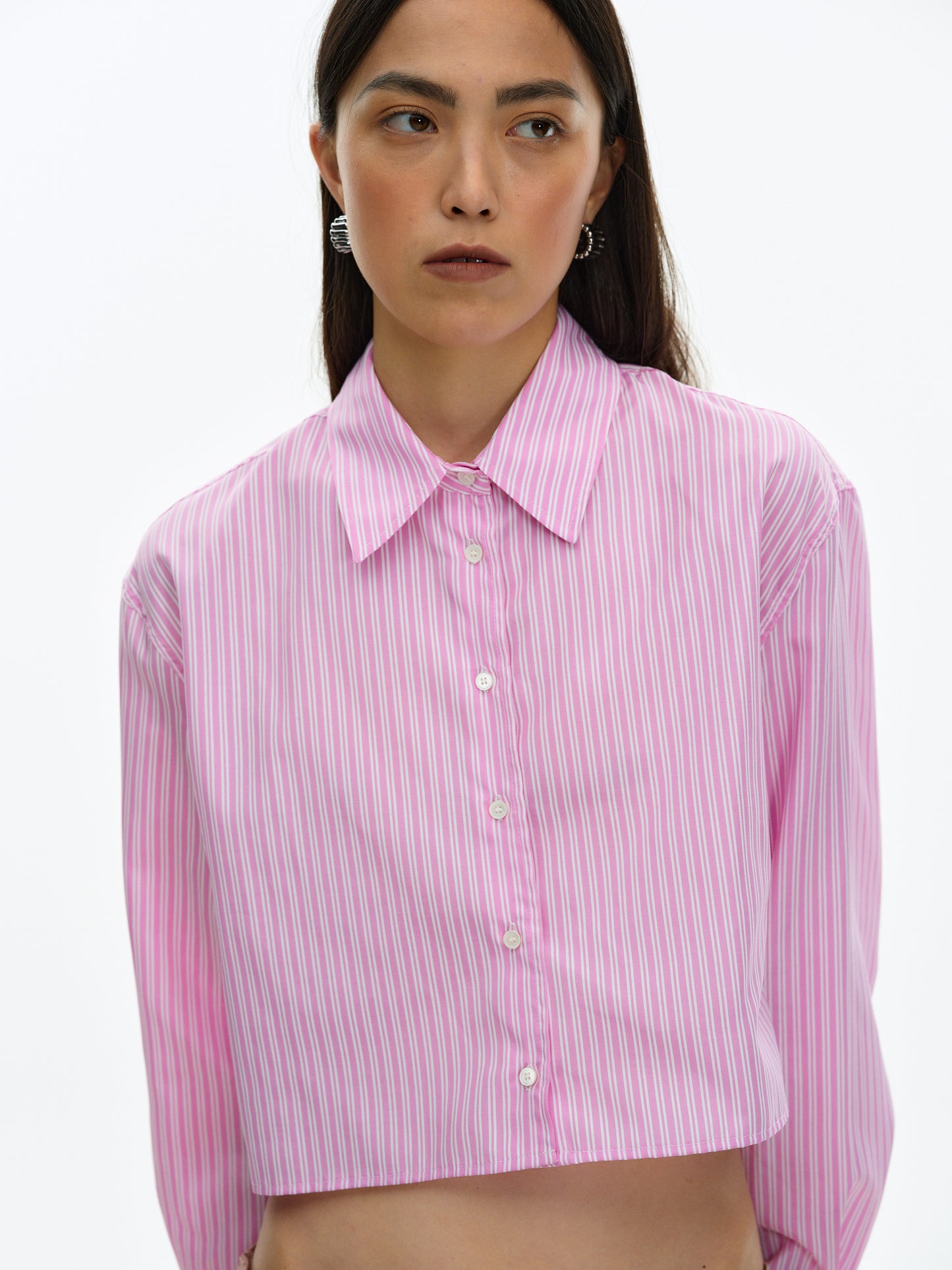 Stripe Crop Shirt, Pink