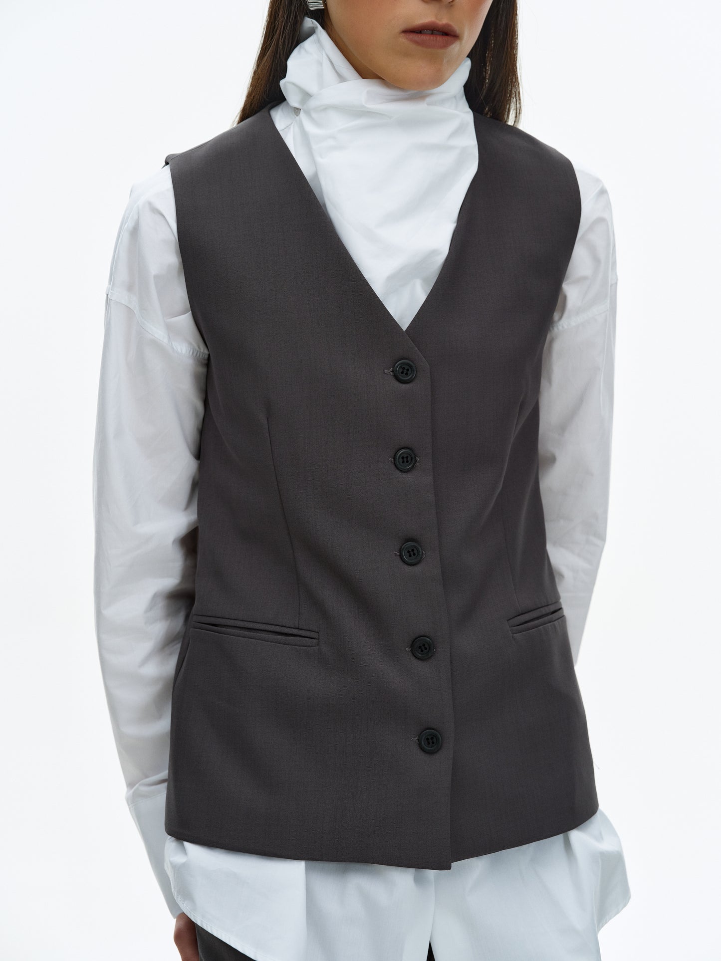 Boxy Suit Vest, Asphalt