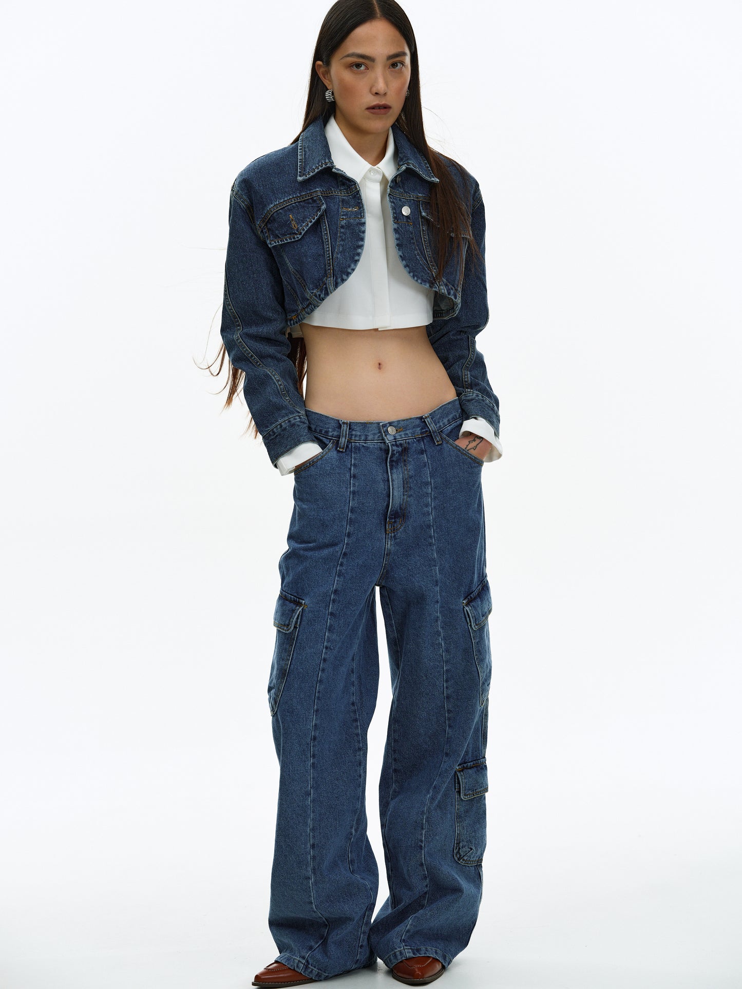 Workwear Cargo Jeans, Indigo Blue