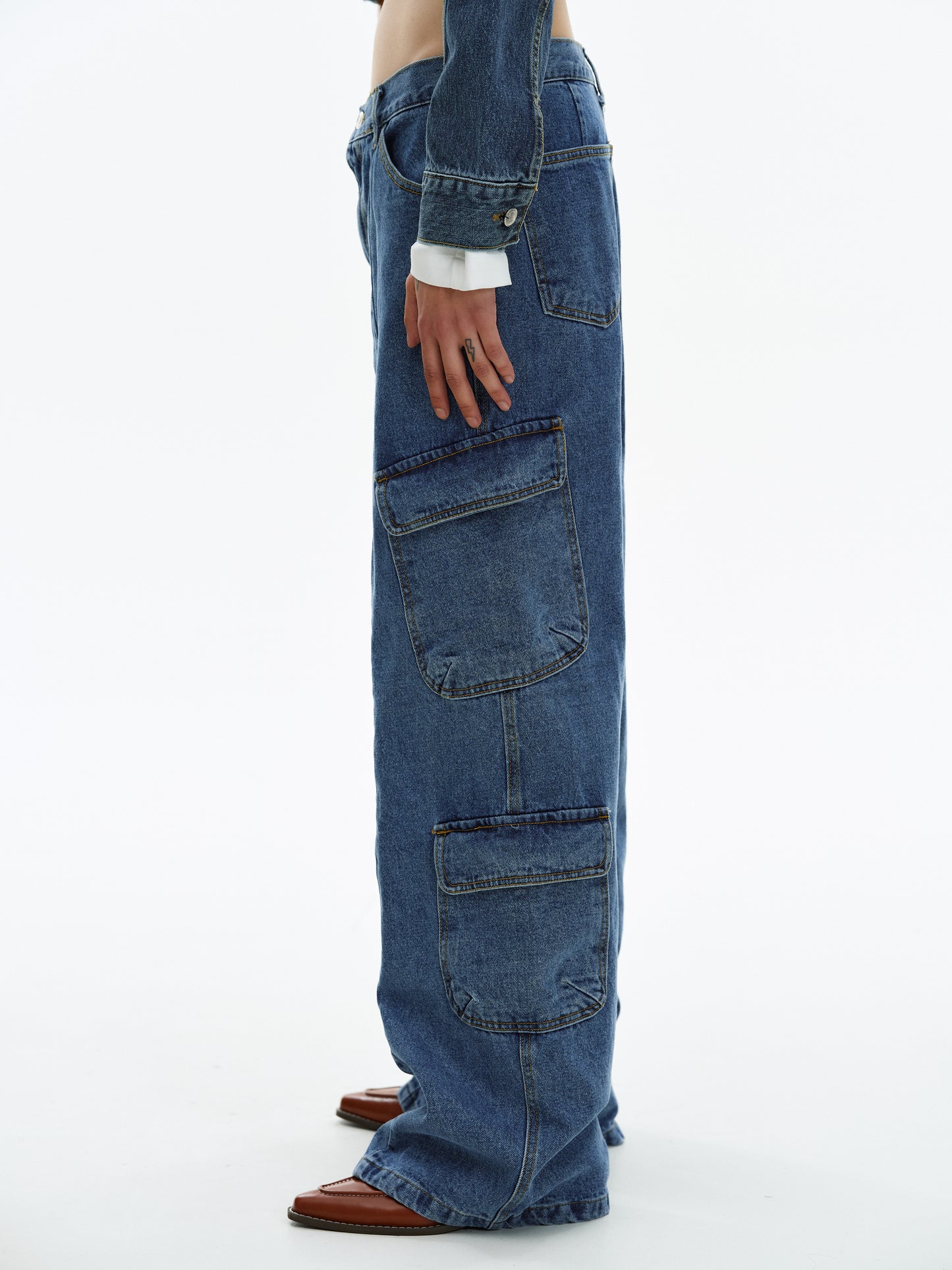 Workwear Cargo Jeans, Indigo Blue
