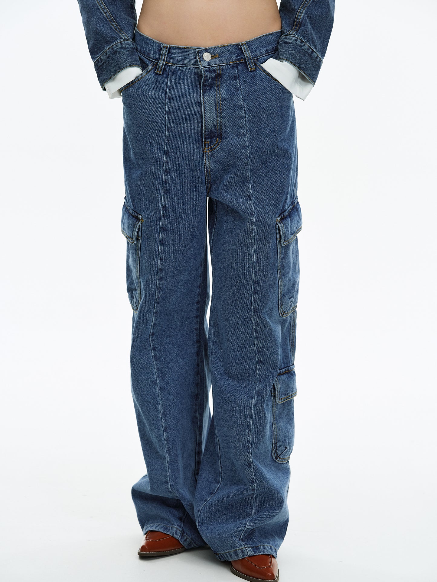 Workwear Cargo Jeans, Indigo Blue
