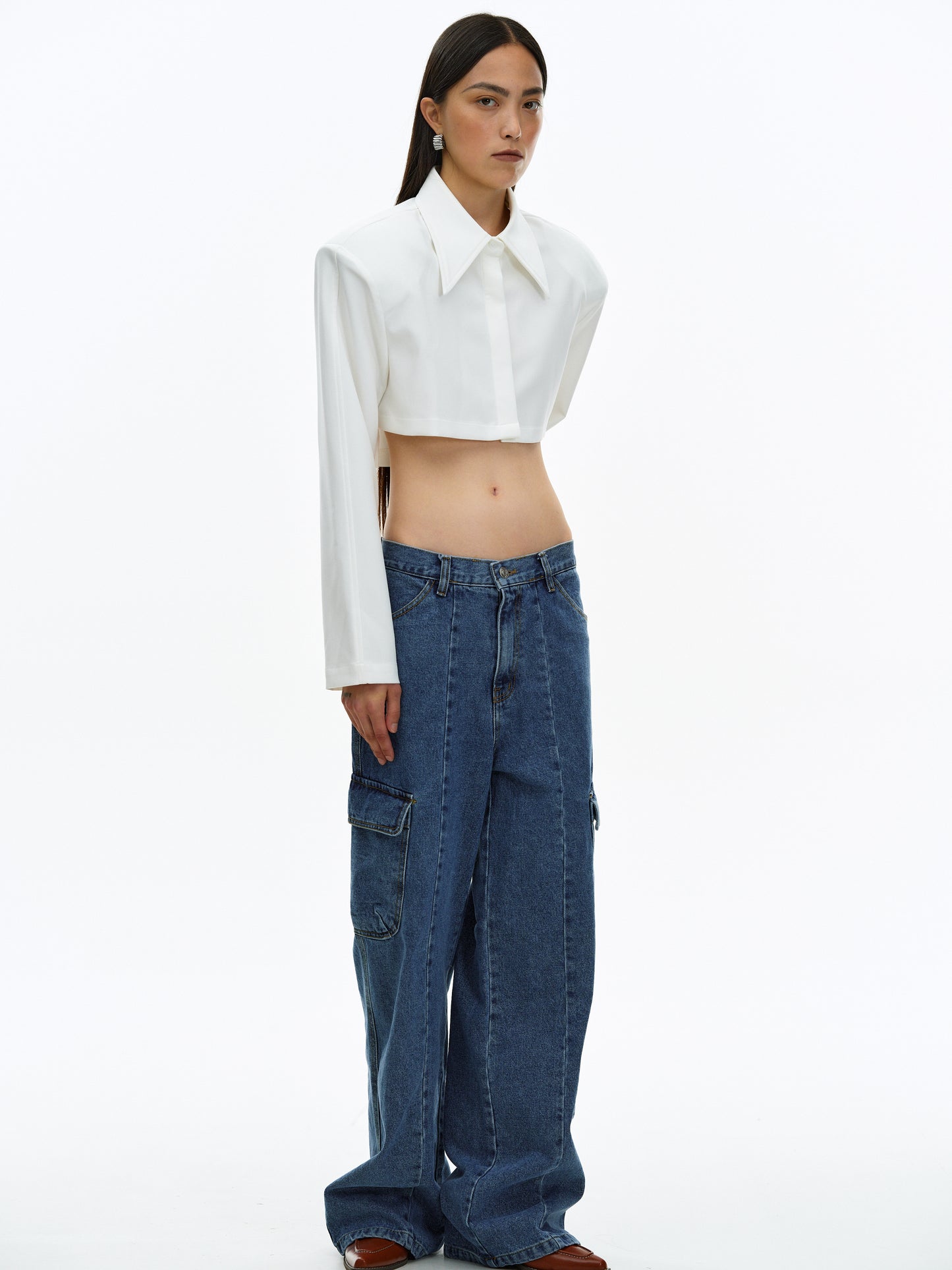 Workwear Cargo Jeans, Indigo Blue
