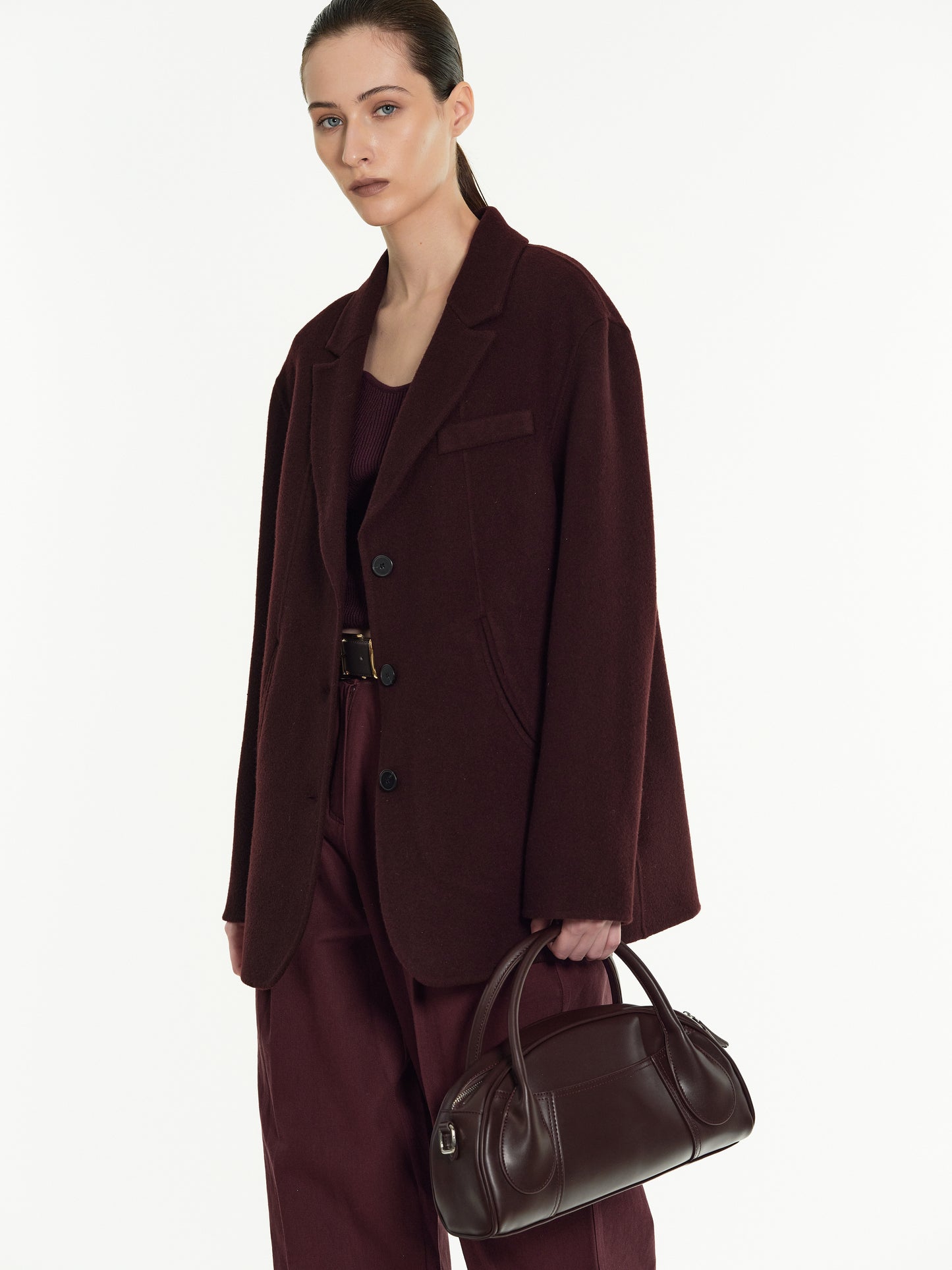 Leather Bowling Bag, Seal Brown