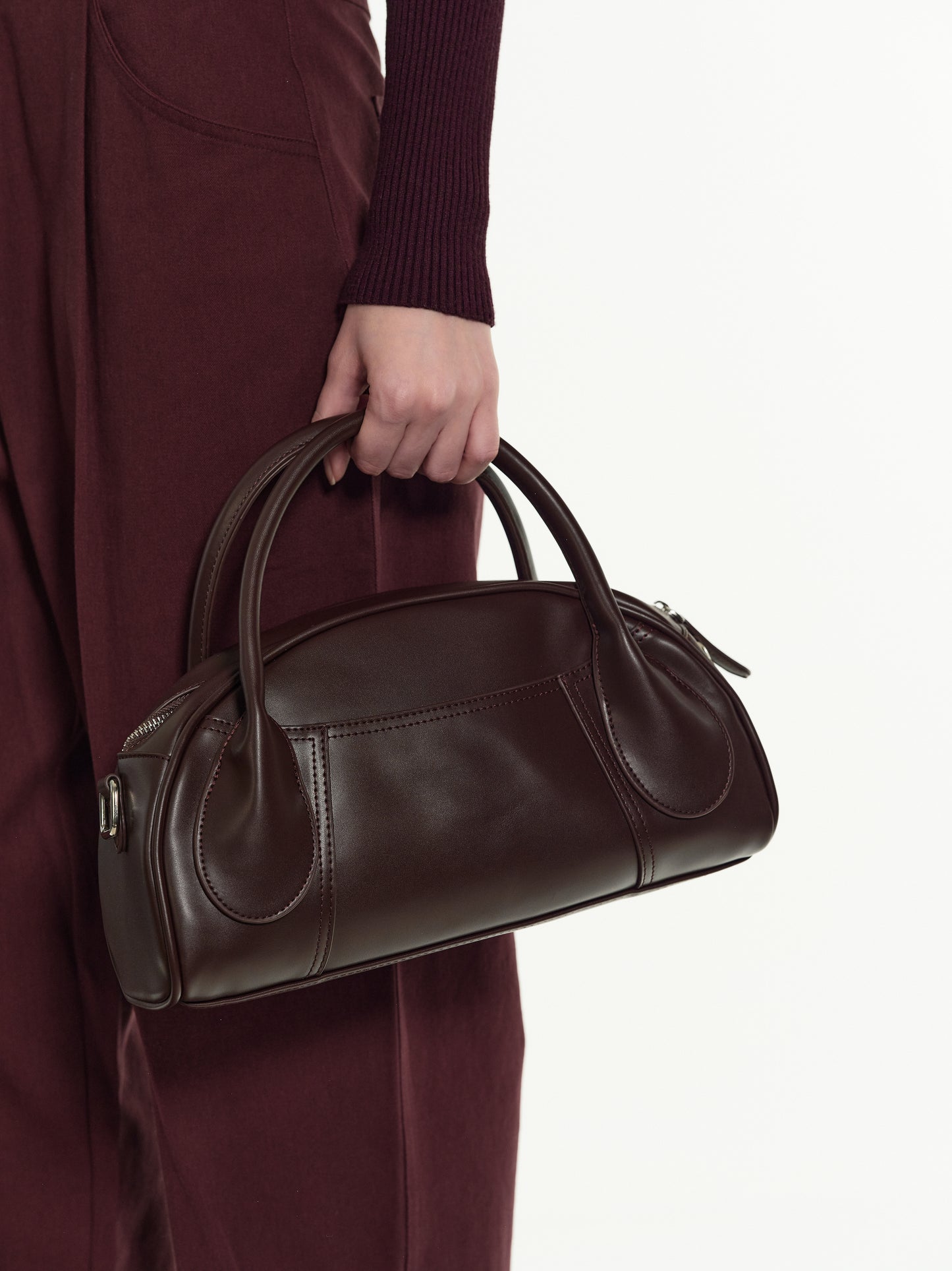 Leather Bowling Bag, Seal Brown
