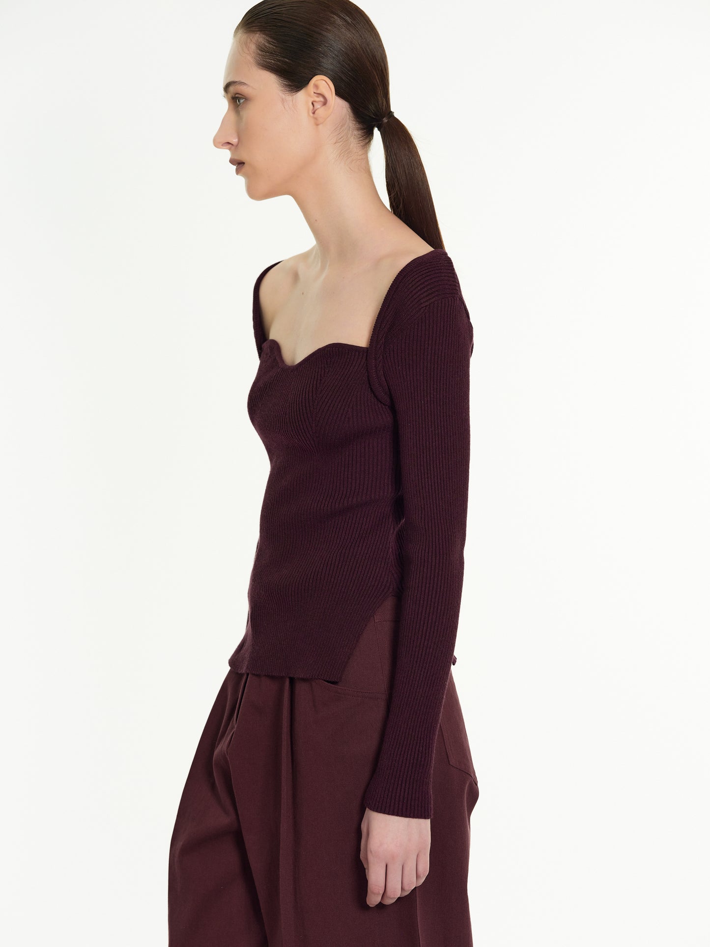 Sweetheart Ribbed Knit, Mahogany