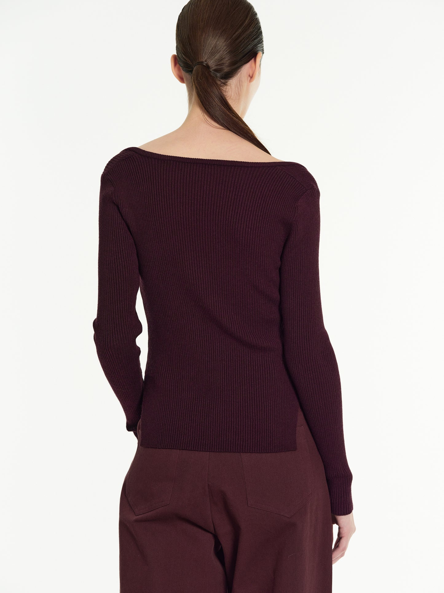 Sweetheart Ribbed Knit, Mahogany