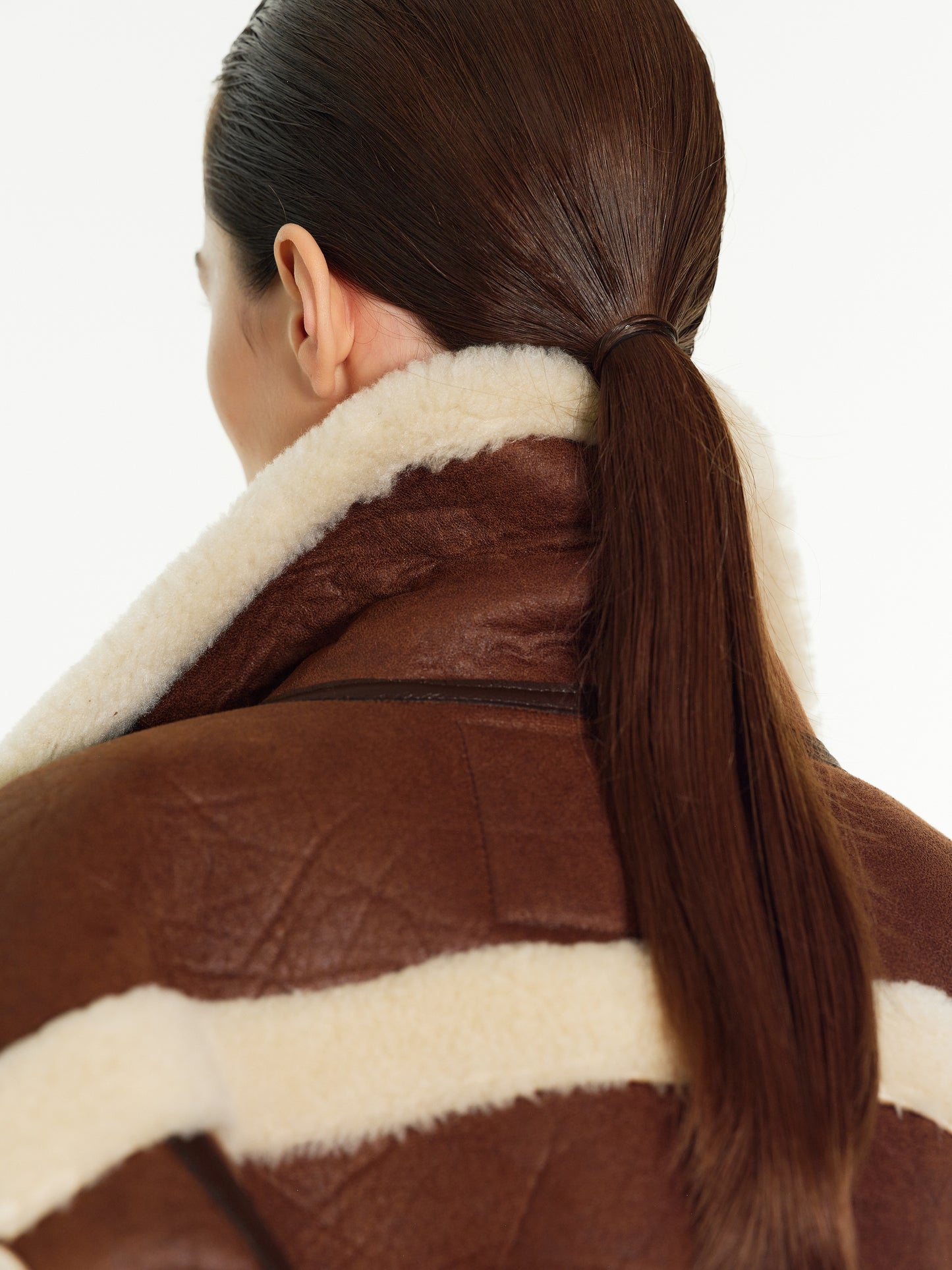 Cropped Shearling Jacket, Bison