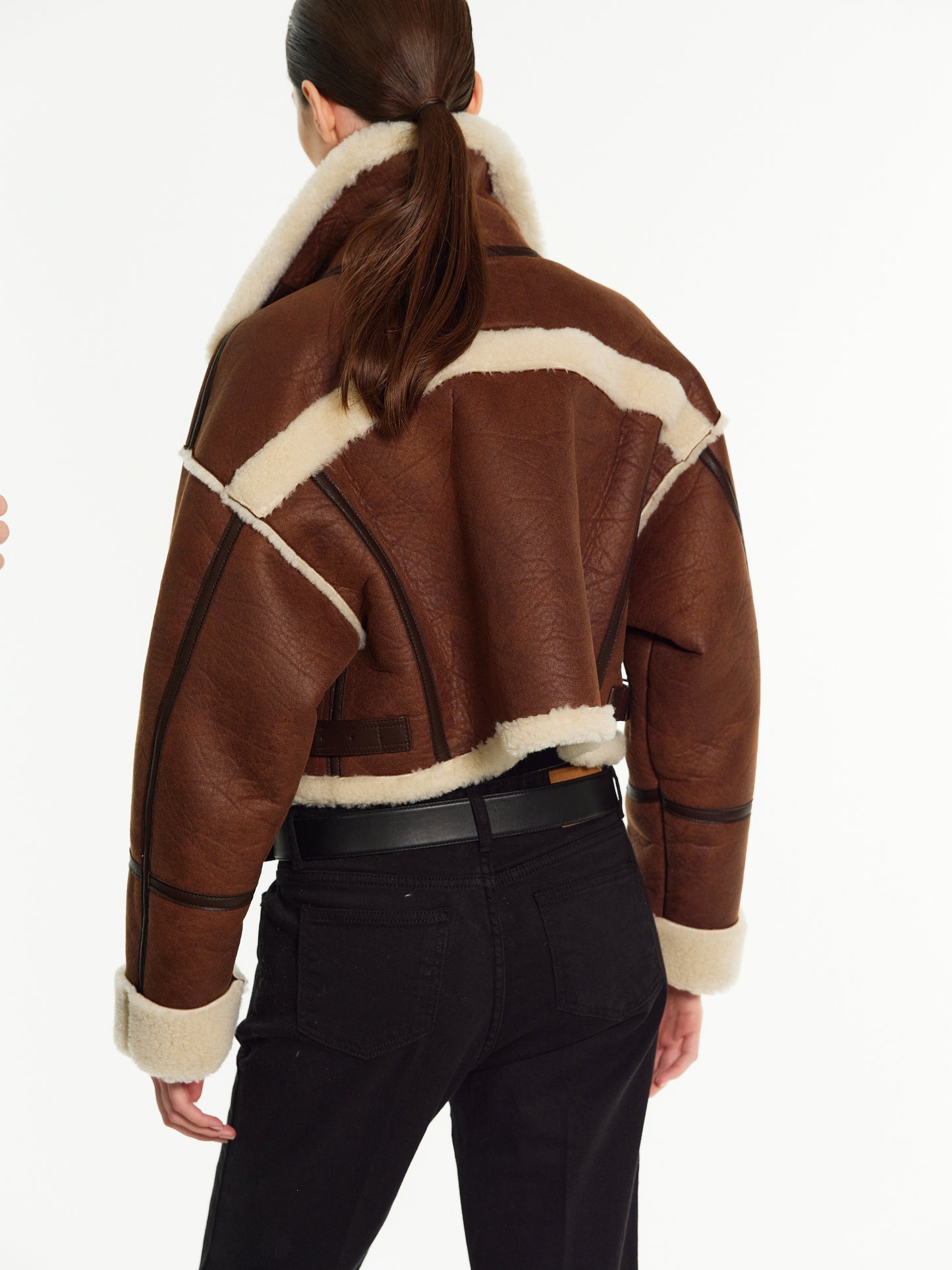 Cropped Shearling Jacket, Bison