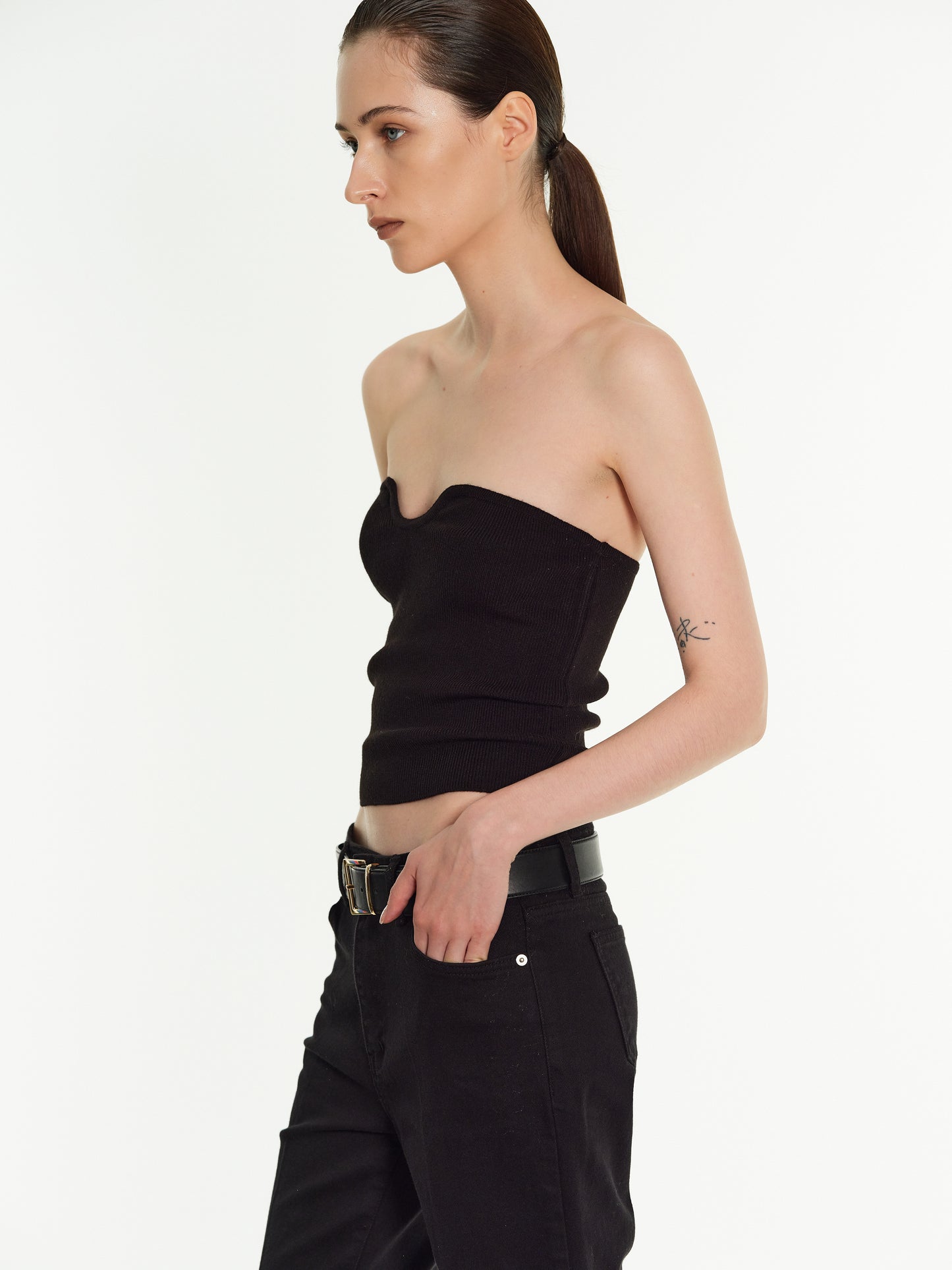 Strapless Sweetheart Knit, Black
