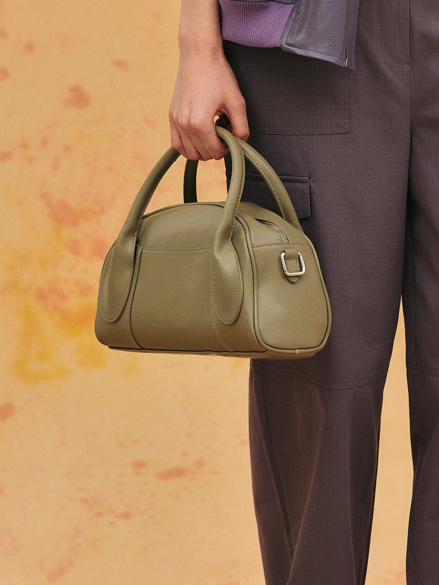 Leather Bowling Bag, Ocher