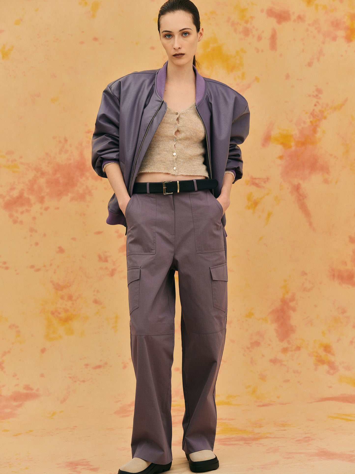 Paneled Cargo Pants, Lavender