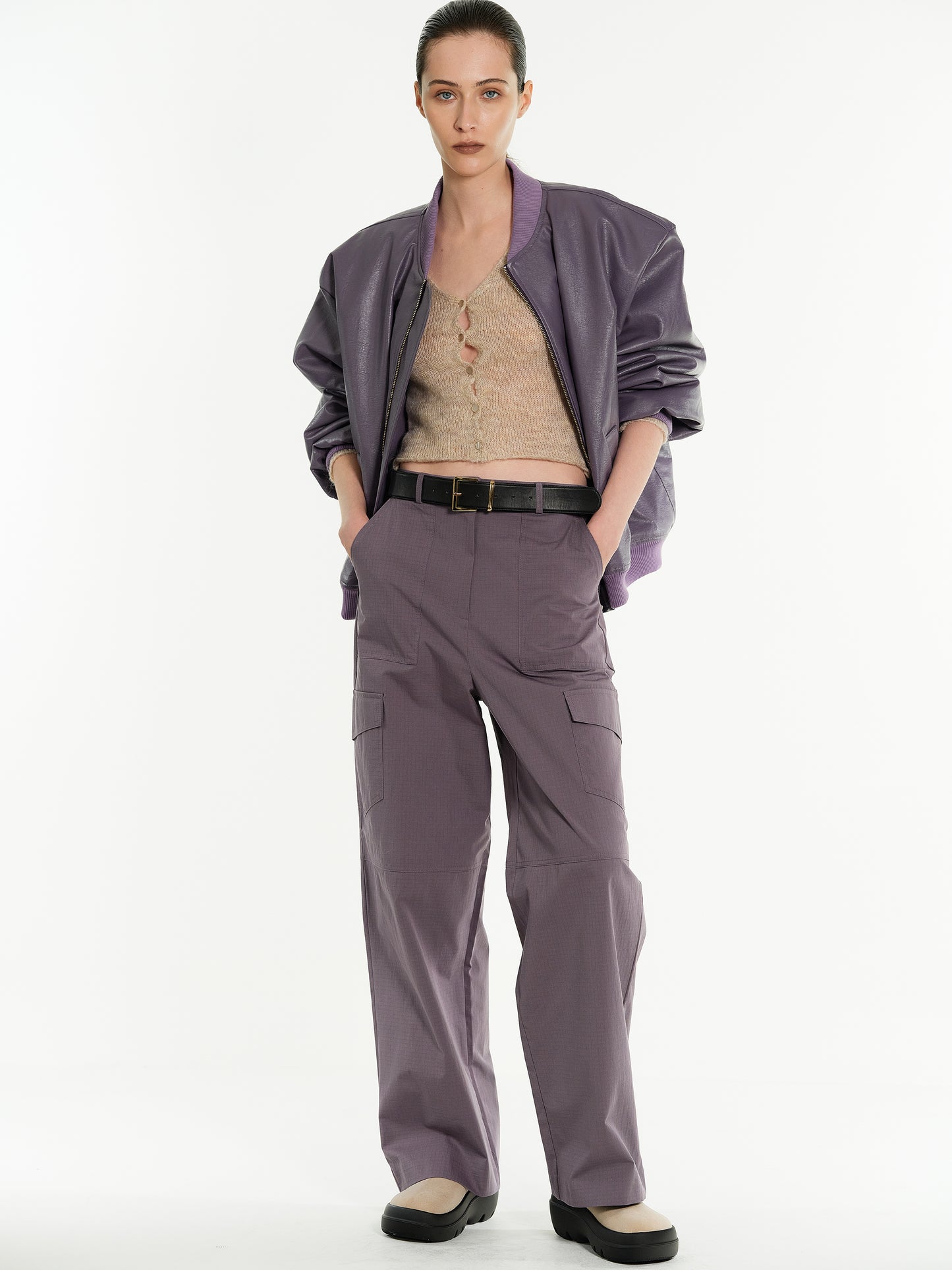 Paneled Cargo Pants, Lavender