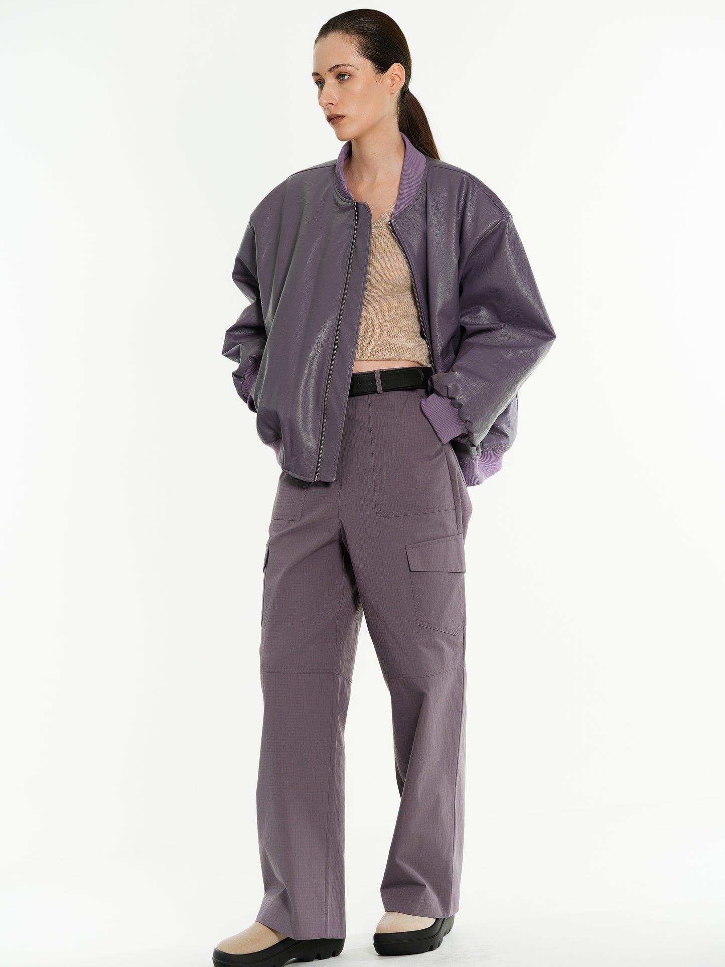 Paneled Cargo Pants, Lavender