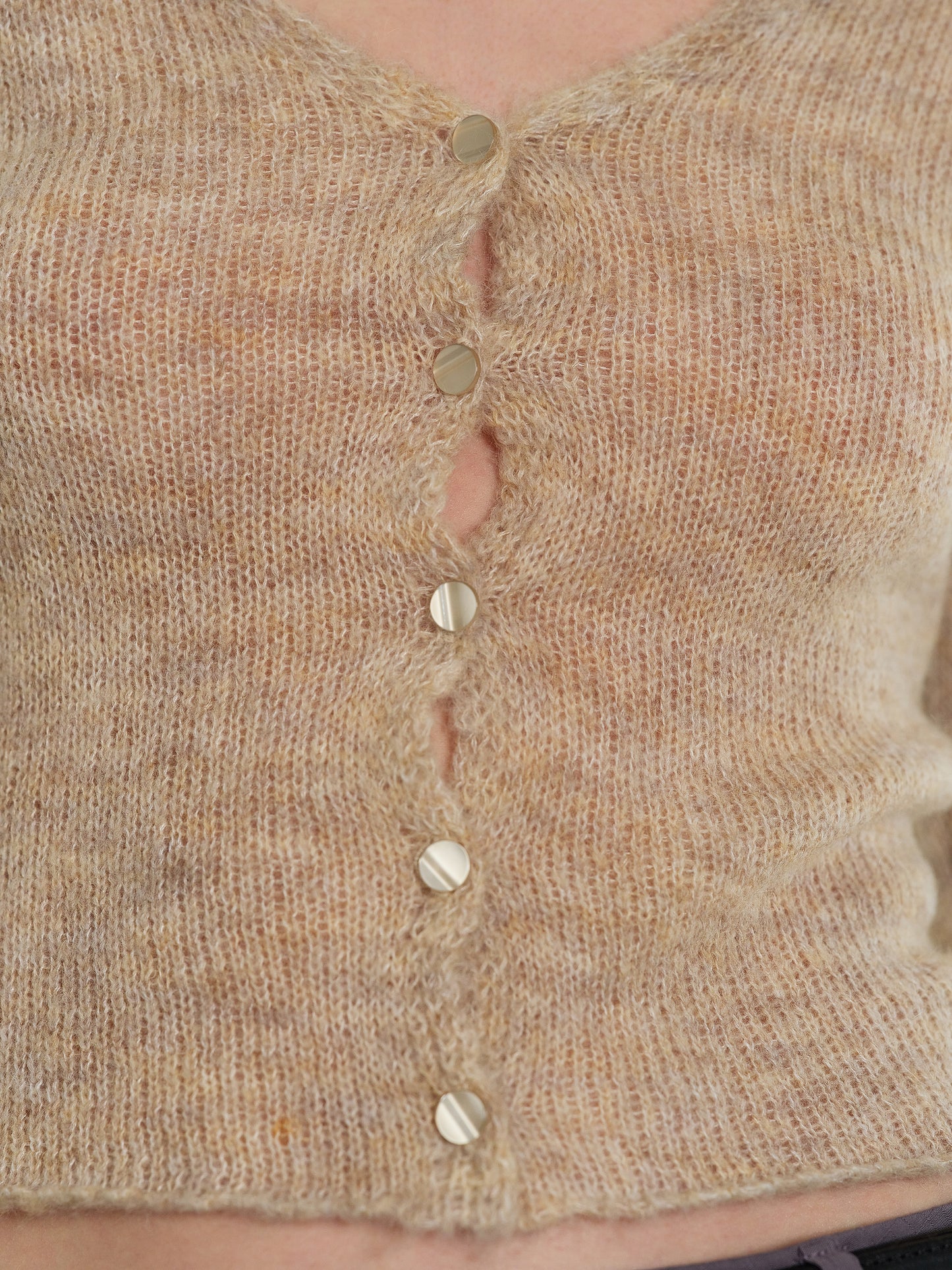 Mohair-Wool Blend Knit, Beige Melange