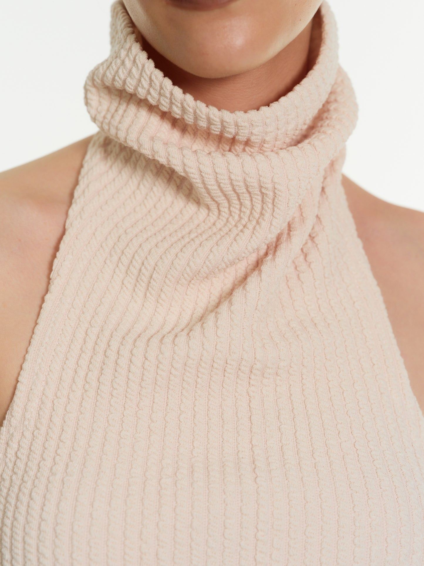 Open Back Sleeveless Turtleneck, Coconut