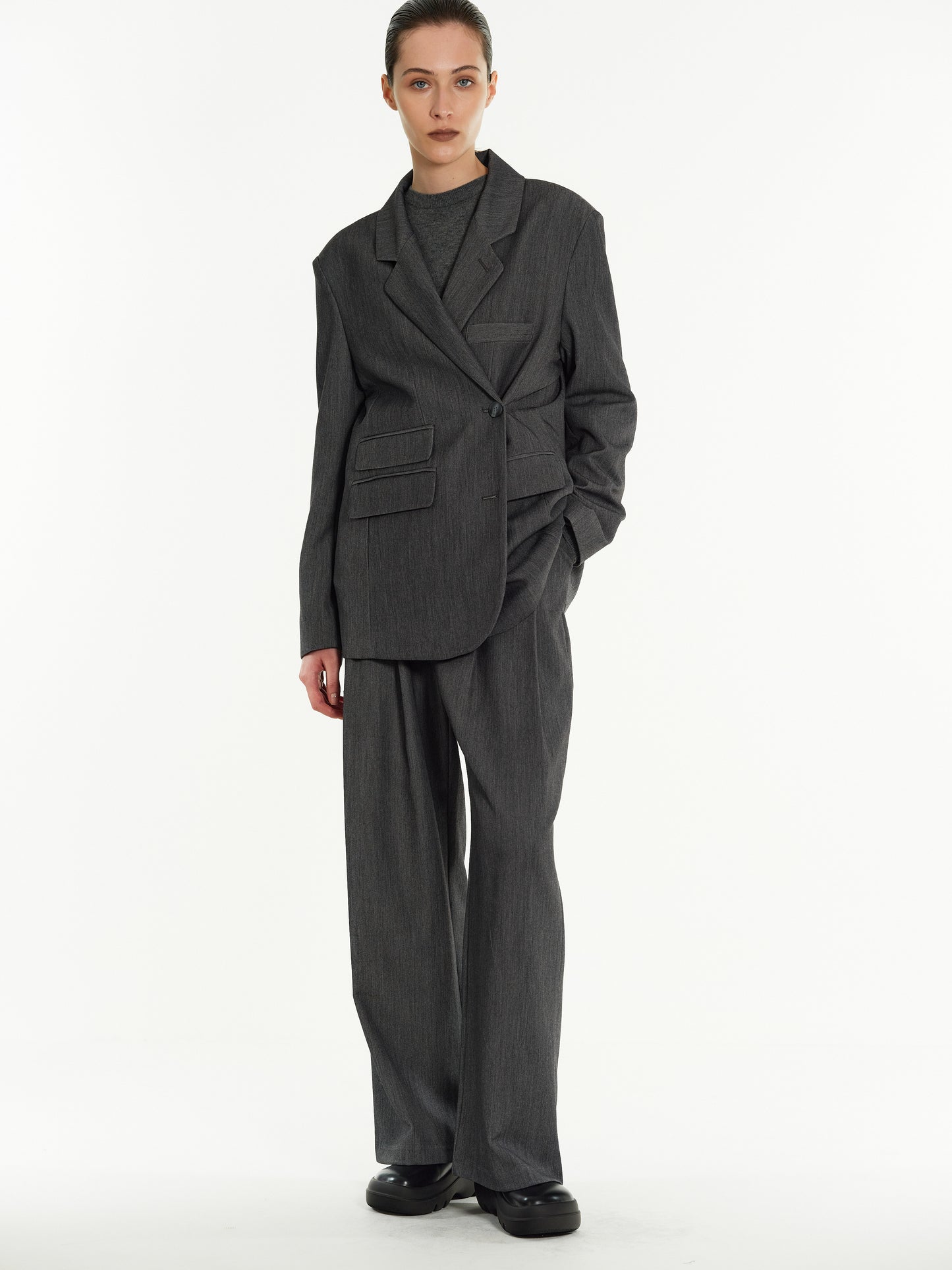 Criss Cross Reverse Trouser, Charcoal