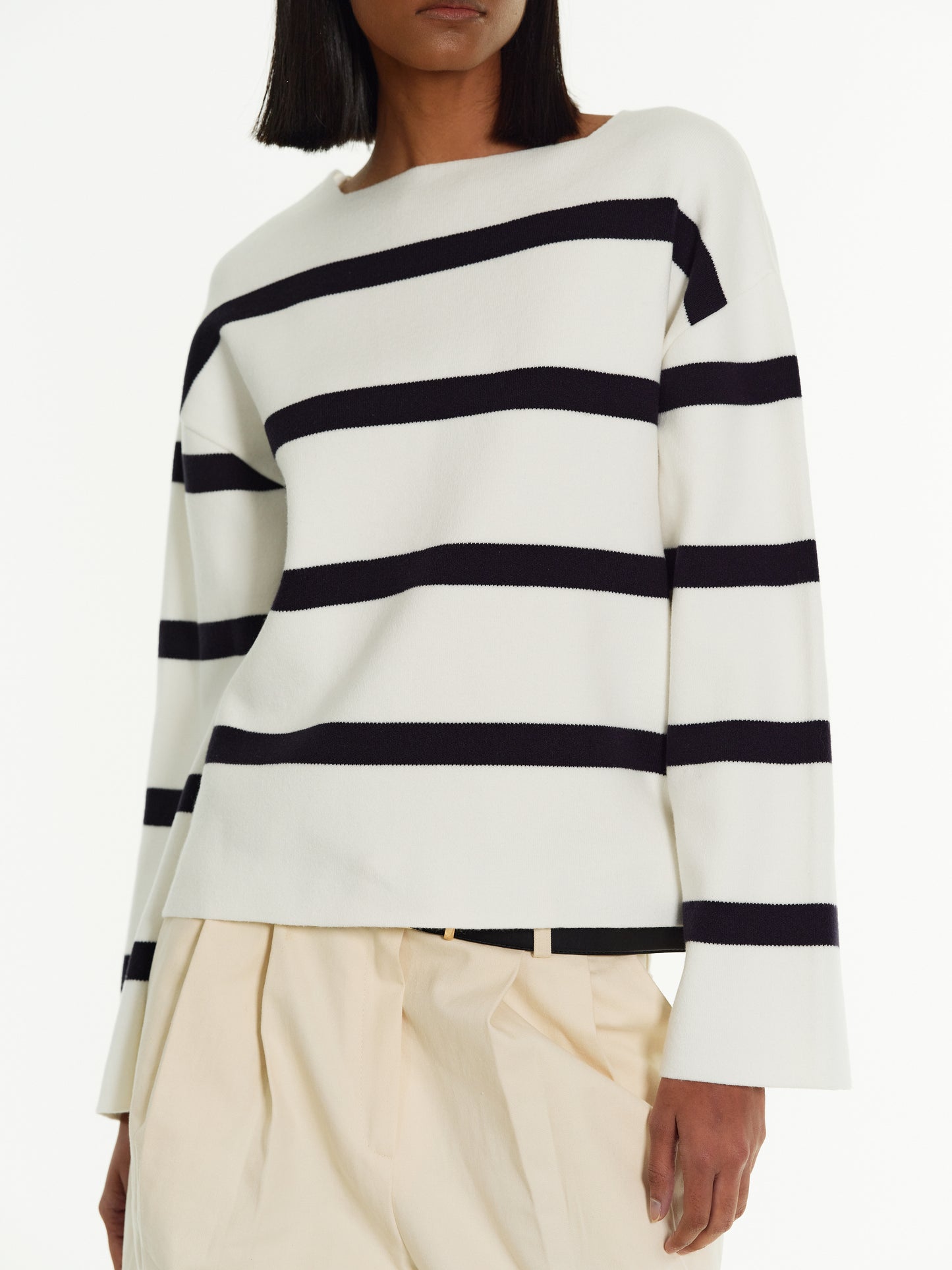 Striped Pullover Sweater, White
