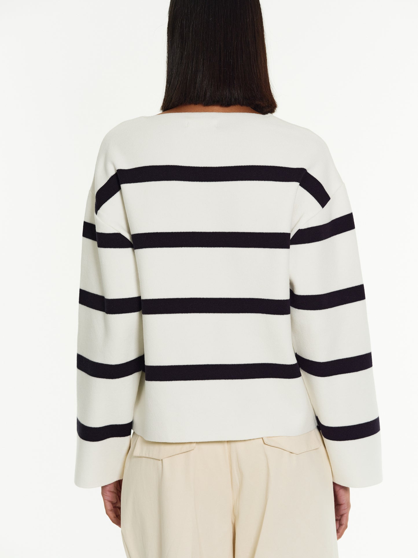 Striped Pullover Sweater, White