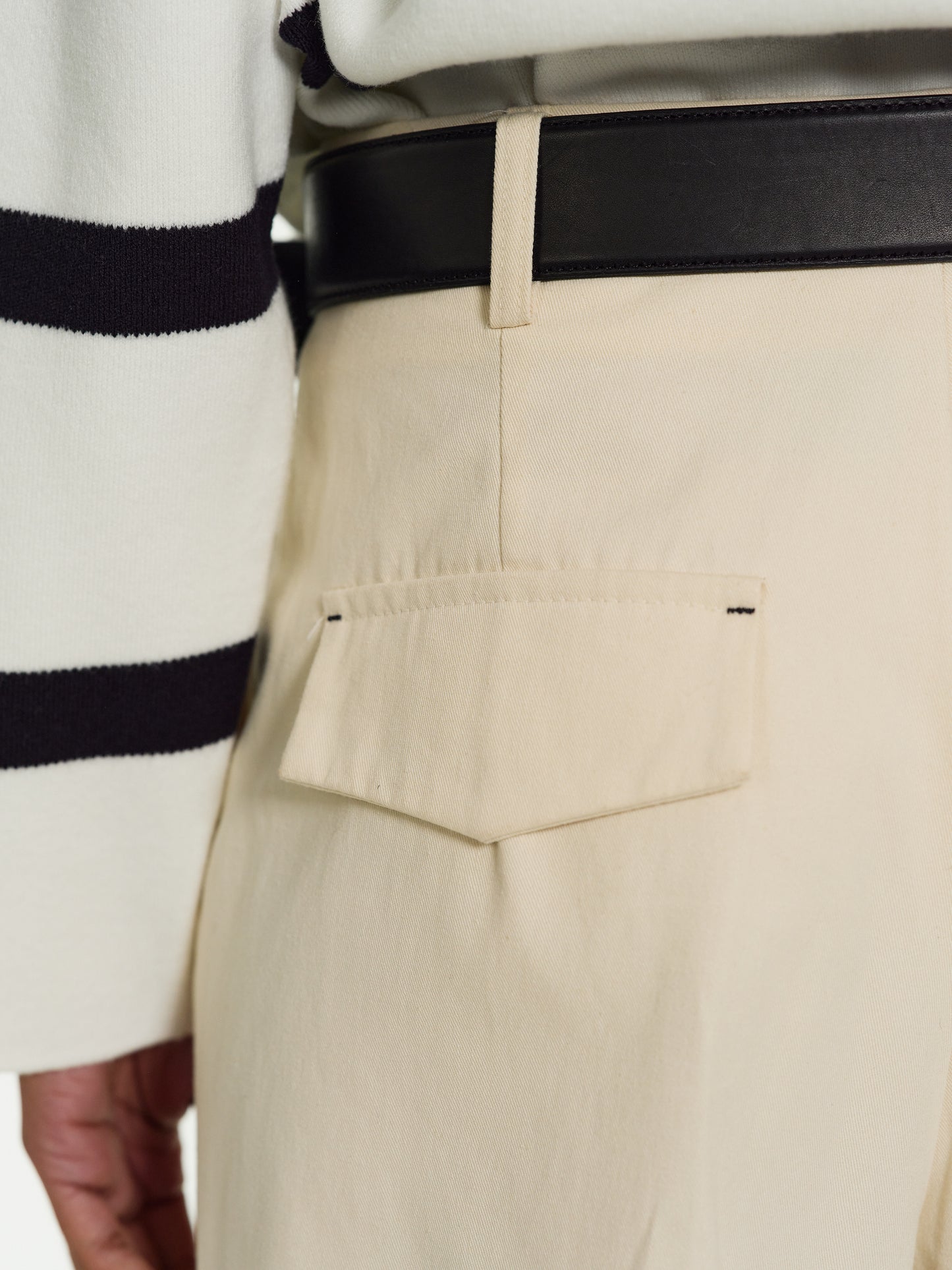 Wide-Leg Long Trousers, Cream