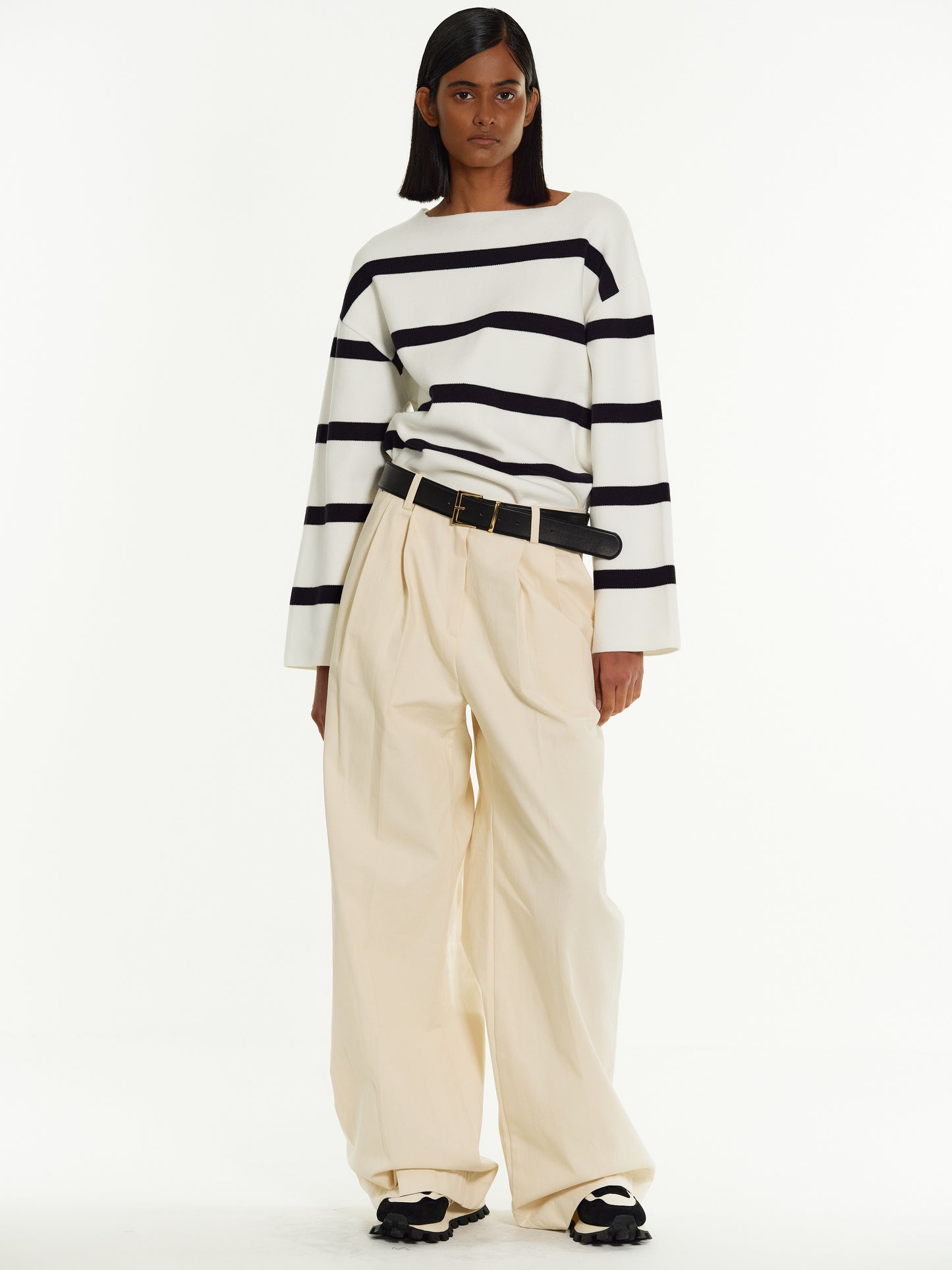 Striped Pullover Sweater, White