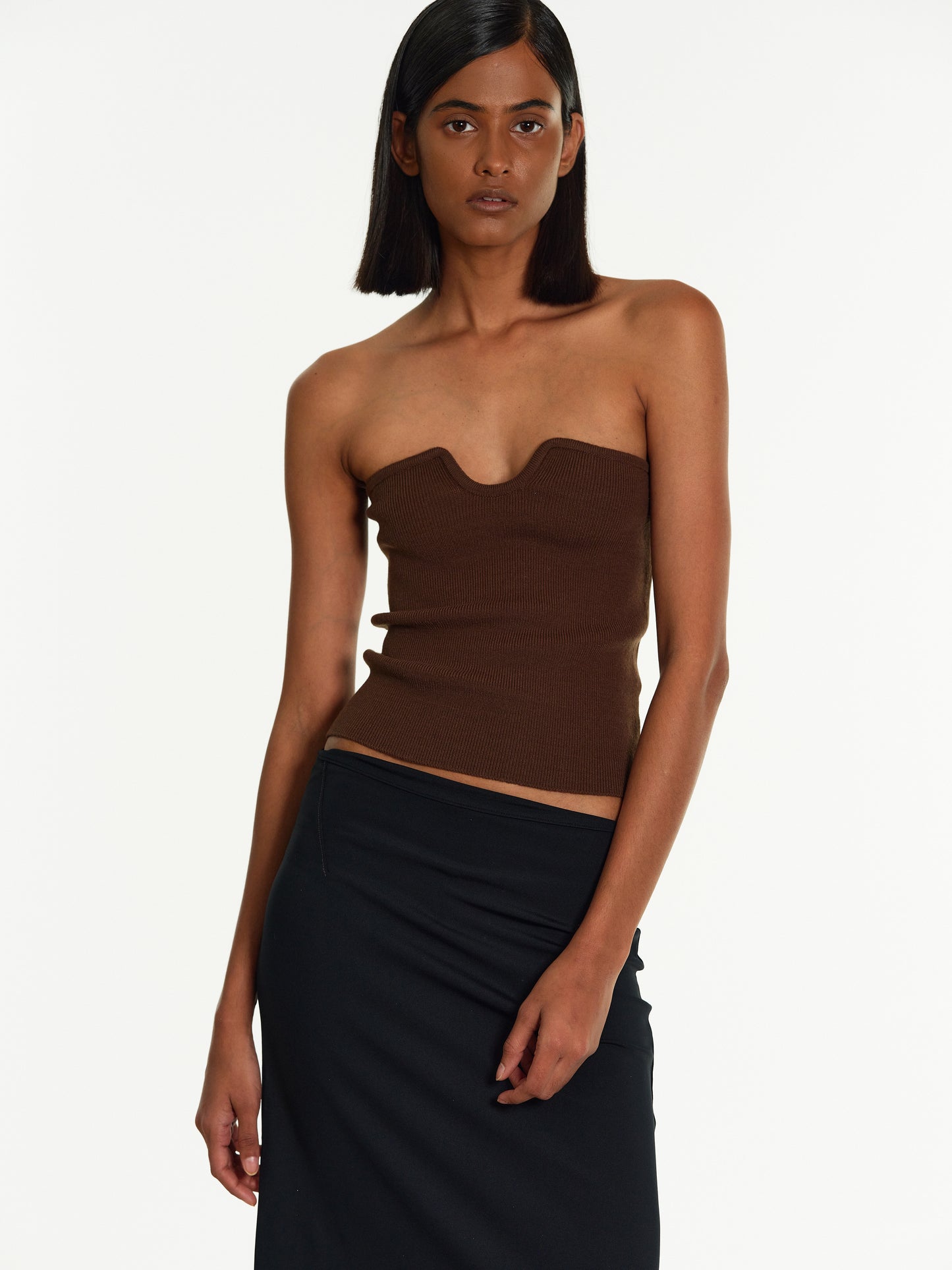 Strapless Sweetheart Knit, Walnut