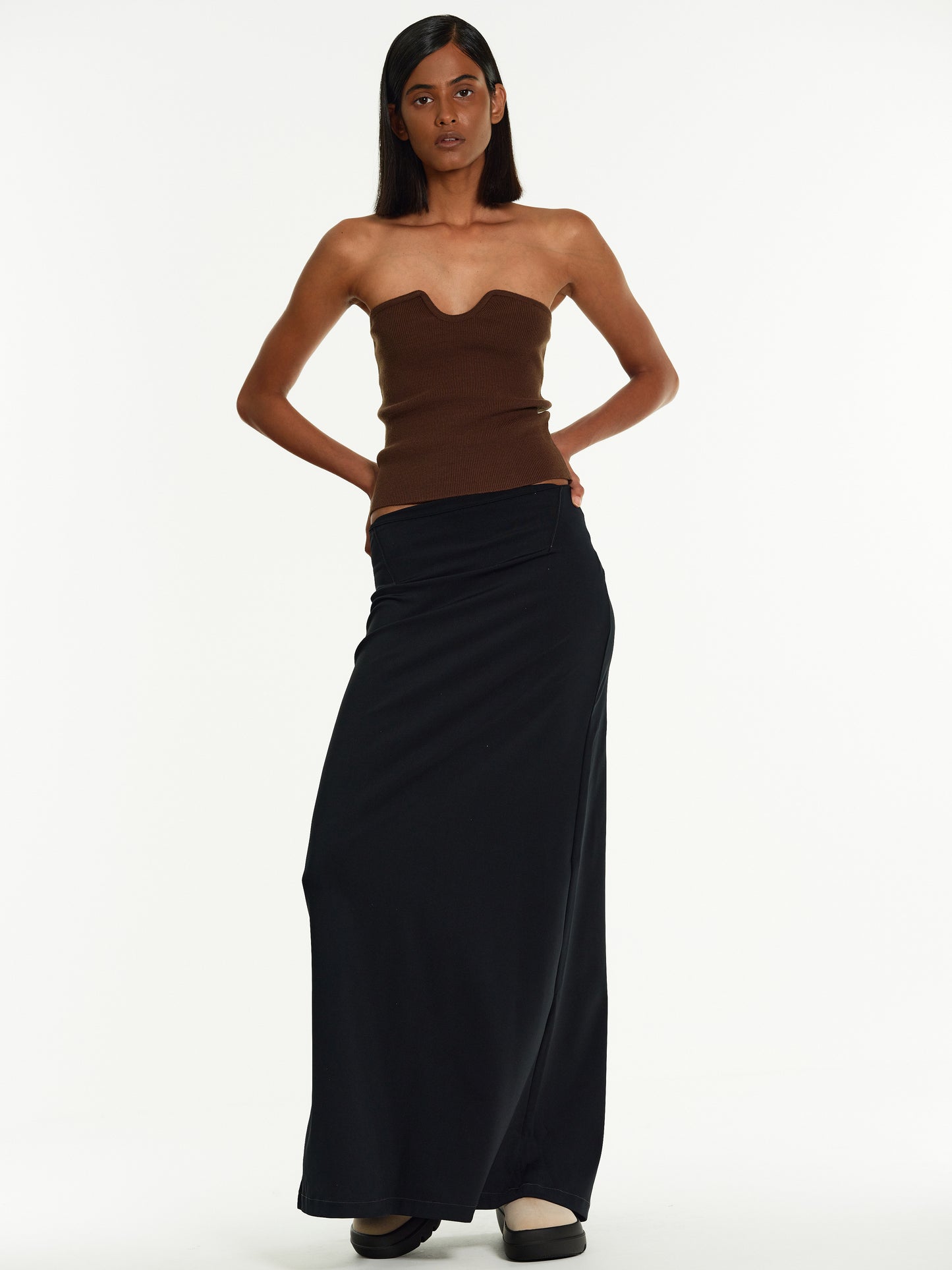 Strapless Sweetheart Knit, Walnut