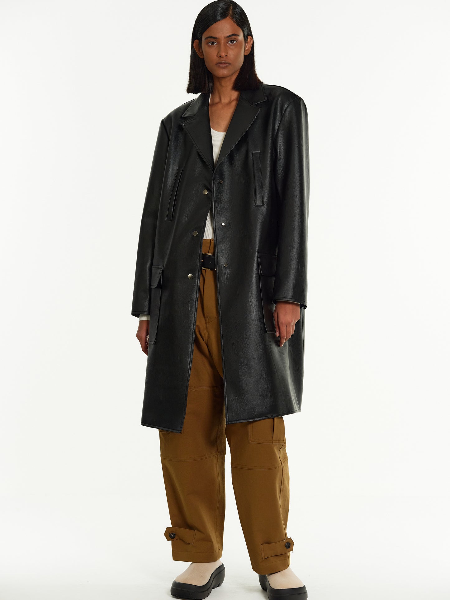 Long Leather Jacket, Black