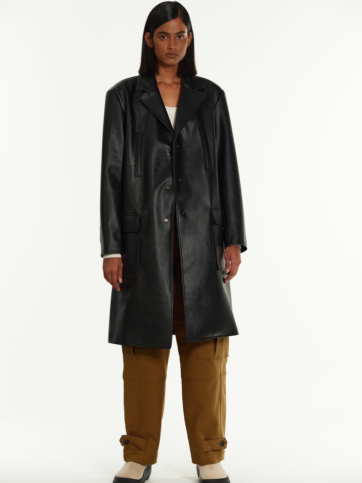 Long Leather Jacket, Black