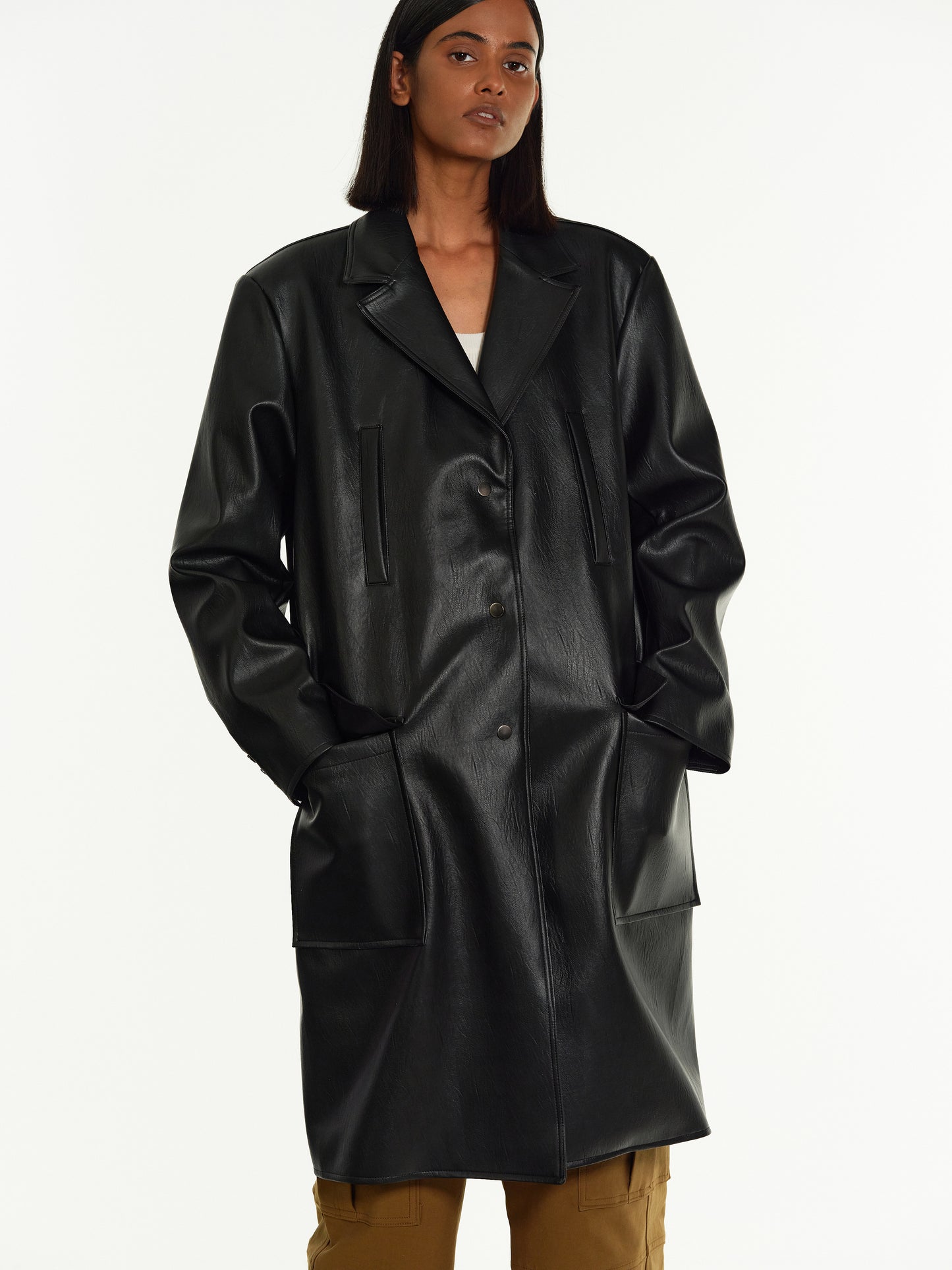 Long Leather Jacket, Black