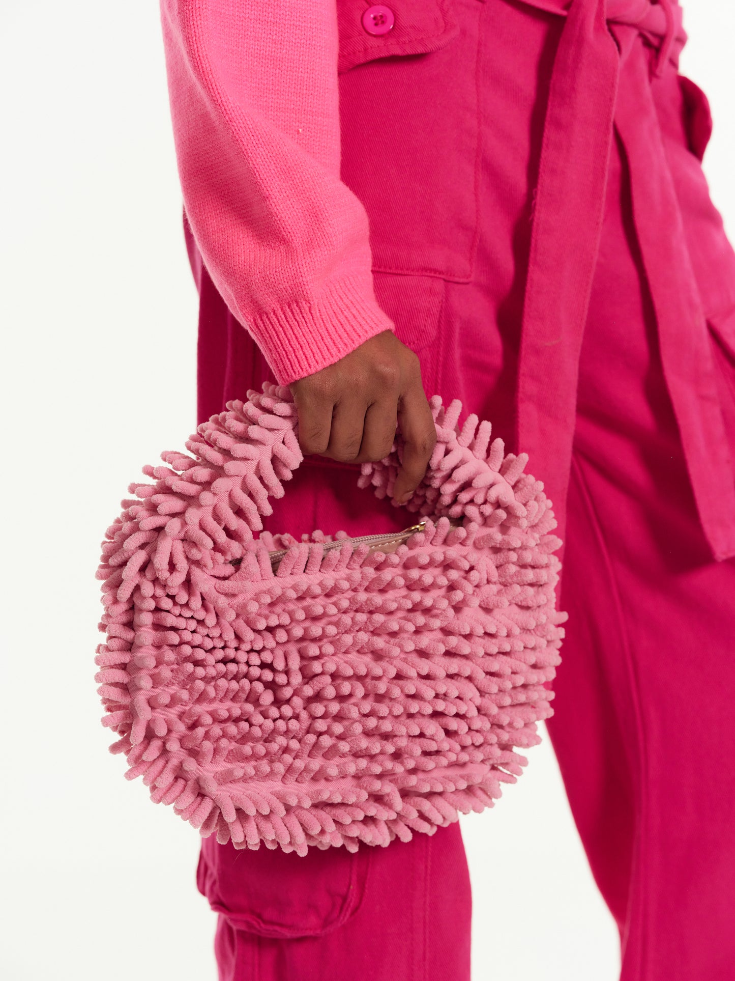 Chenille Knit Bag, Dusty Pink