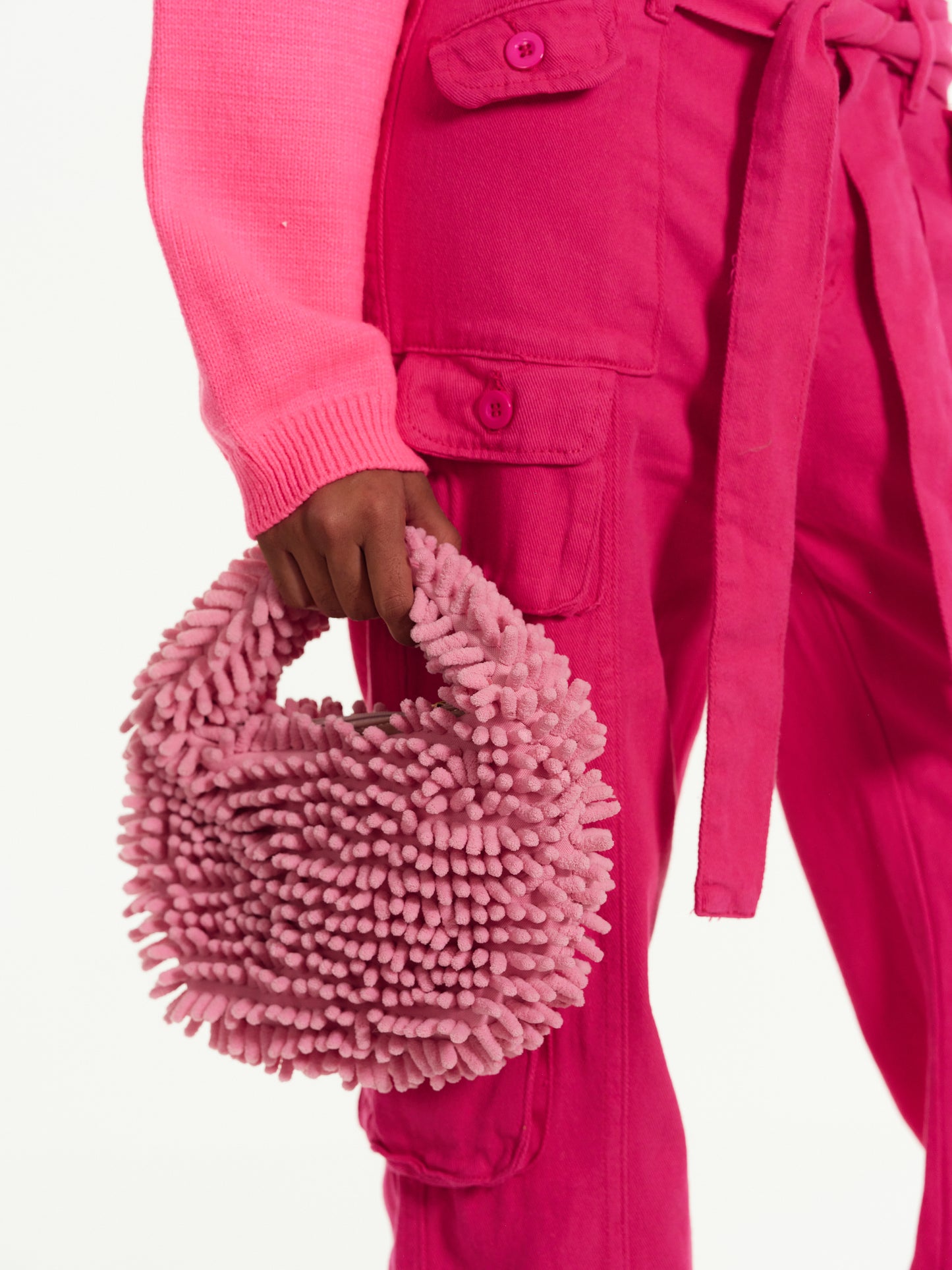 Chenille Knit Bag, Dusty Pink