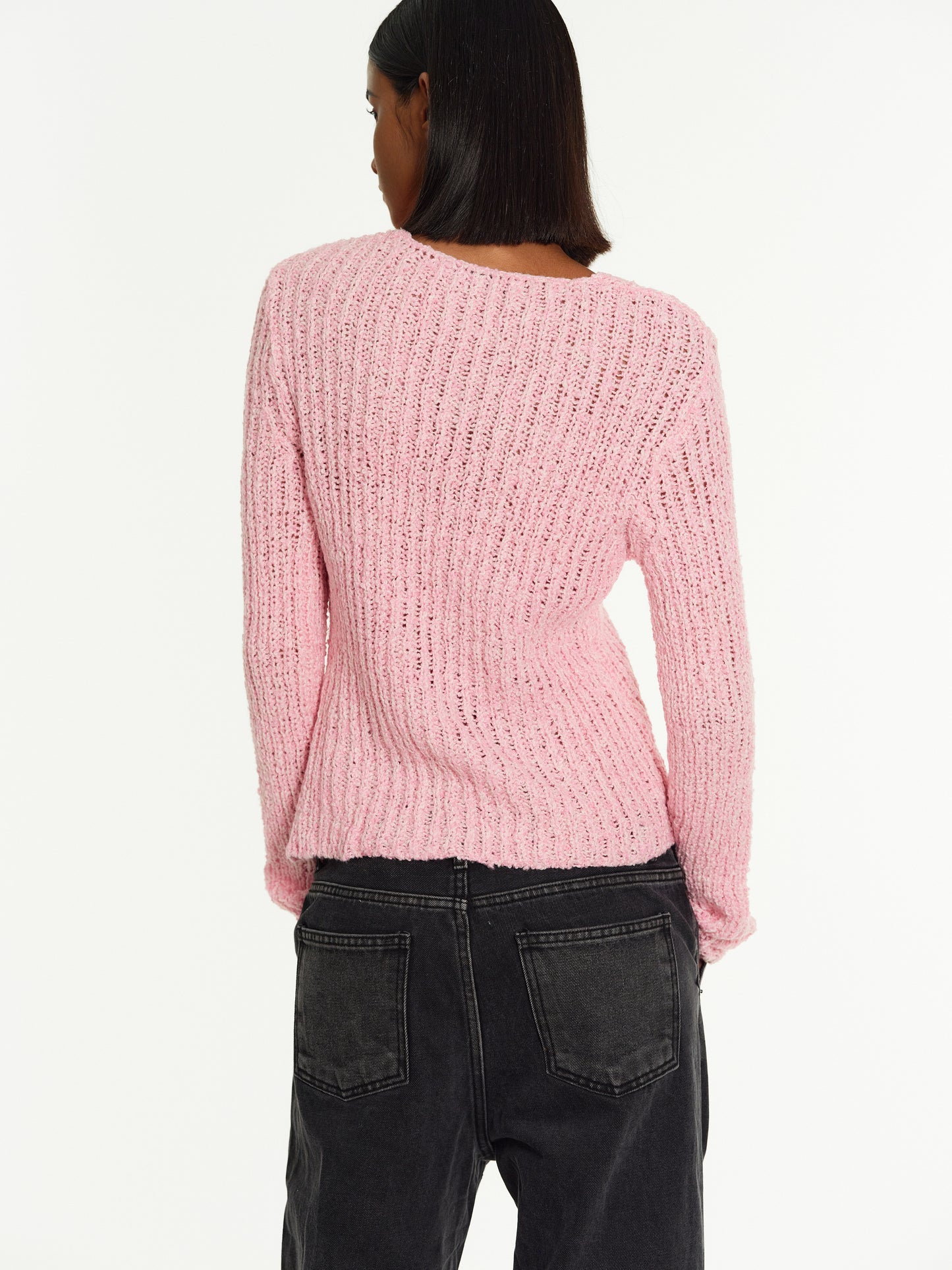 Two-Button Knit, Pink Melange